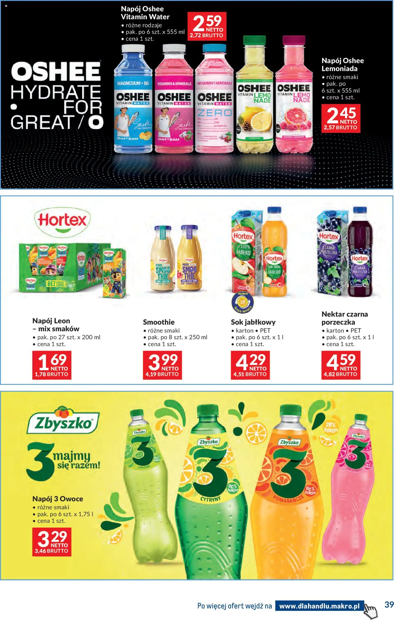 Makro gazetka - Dystrybucja do sklepów od 09.06.2026 | Strona: 39 | Produkty: Sok jabłkowy, Smoothie, Cytryny, Sok