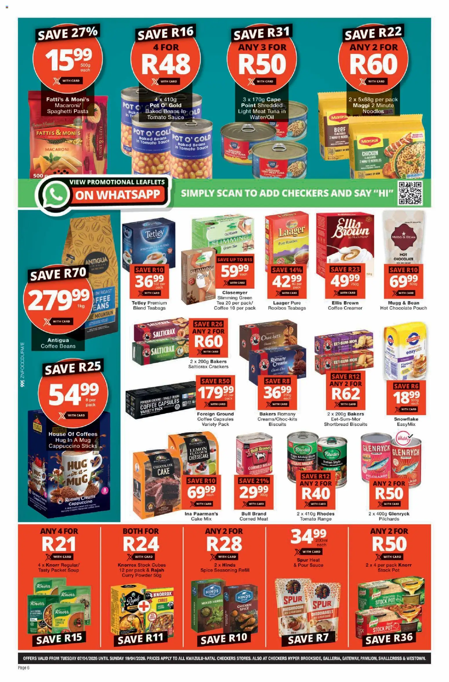 New Checkers catalogue – valid from 07.04.2026 | Page: 6 | Products: Pilchards, Beef, Soup, Sauce