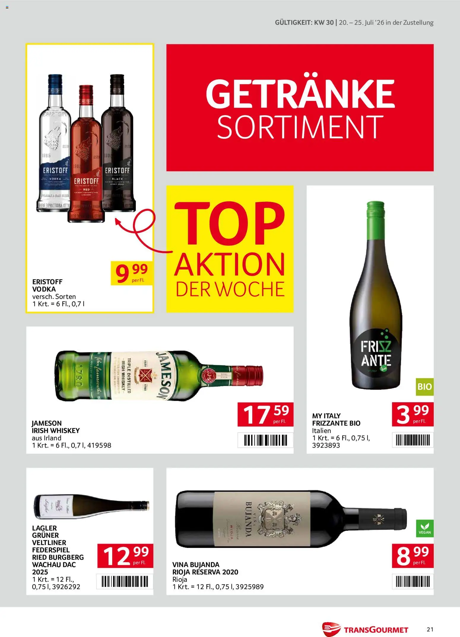 Transgourmet Zustellaktion gültig ab 20.07.2026 | Seite: 21 | Produkte: Whiskey
