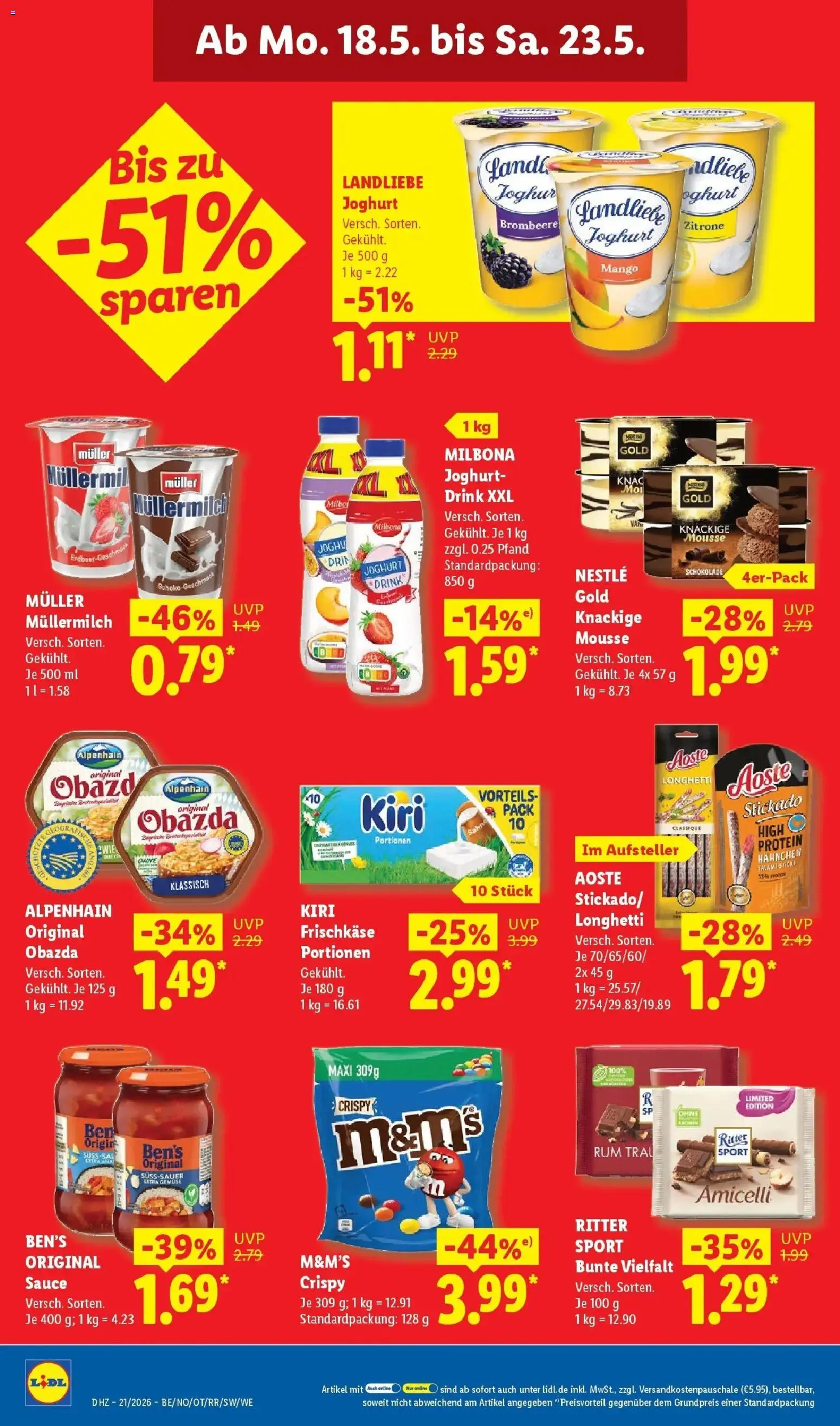Lidl Prospekt Weikersheim – gültig ab 17.05.2026 | Seite: 18 | Produkte: Joghurt, Schokolade, Gemüse, Frischkase