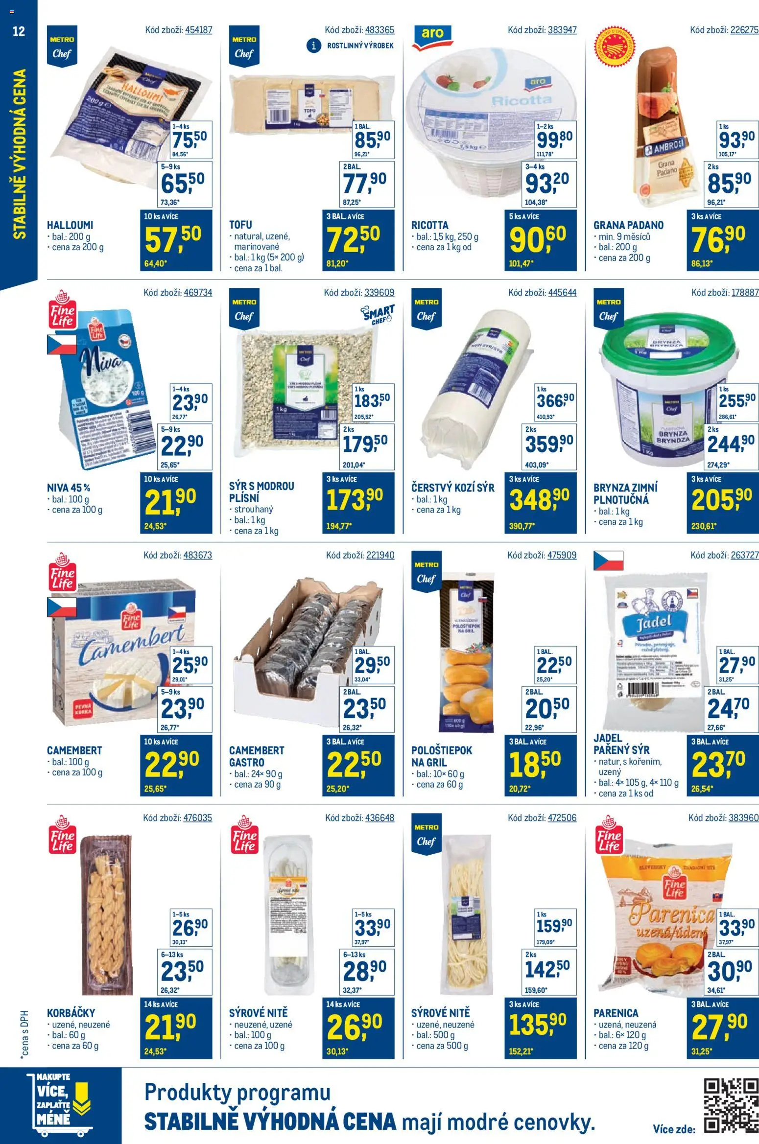 Makro leták - Stabilně výhodná cena od 18.05.2026 | Strana: 12 | Produkty: Parenica, Tofu, Gril, Grana Padano