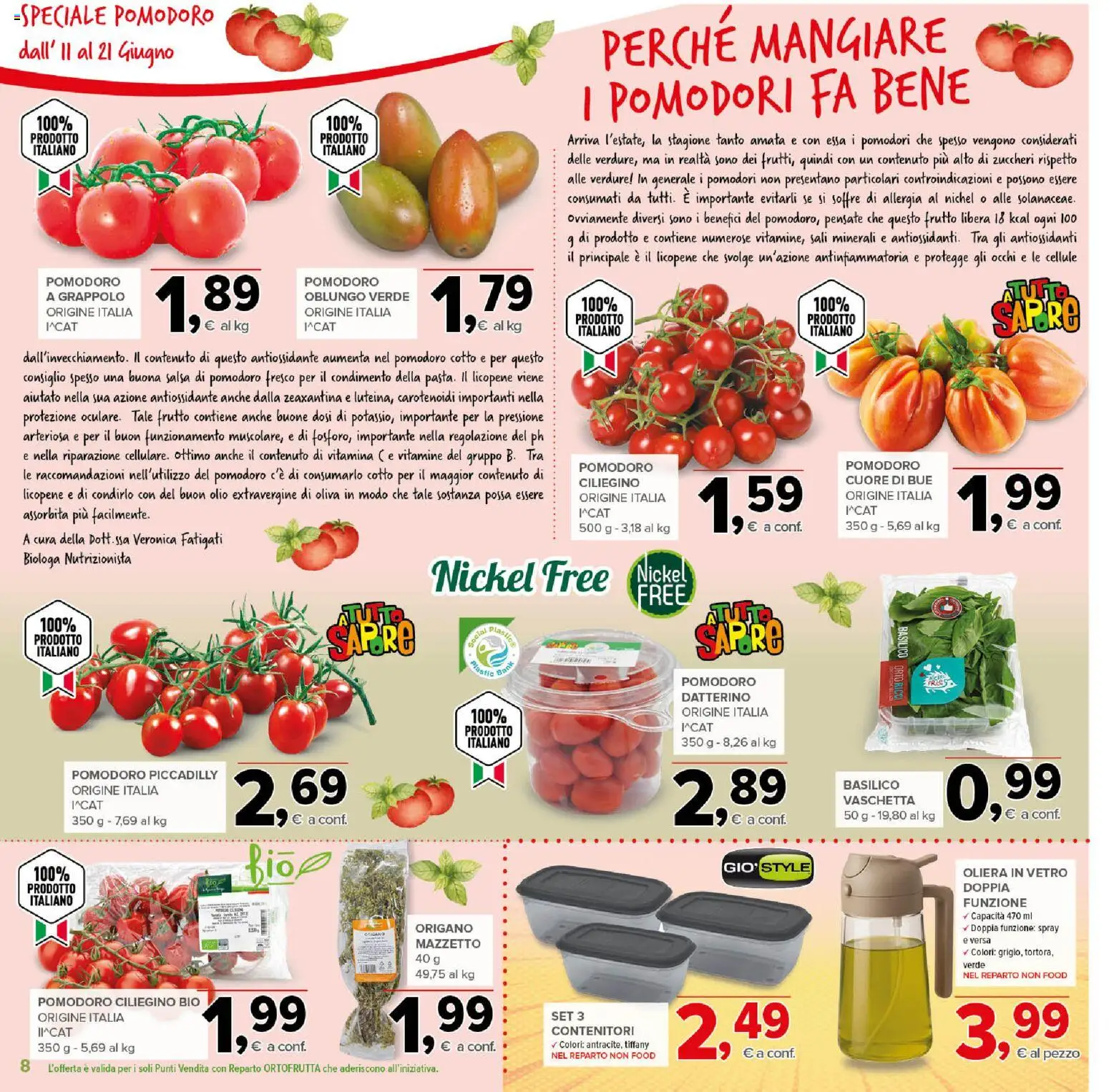 Volantino Todis del 11.06.2026 | Pagina: 8 | Prodotti: Verdure, Salsa, Pomodori, Basilico