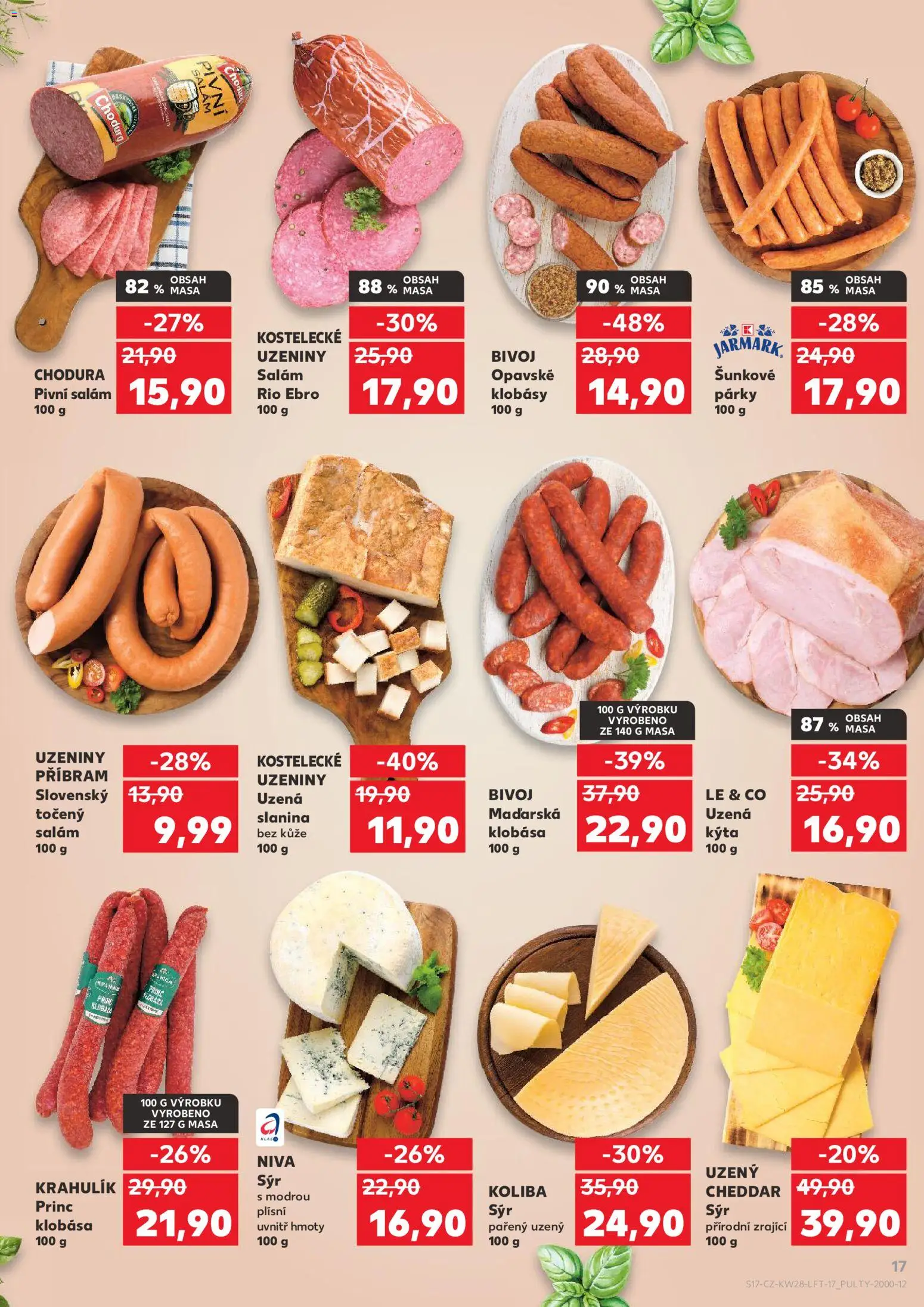 Kaufland leták - Ostrava od 08.07.2026 | Strana: 17 | Produkty: Sýr, Točený salám, Slanina, Cheddar