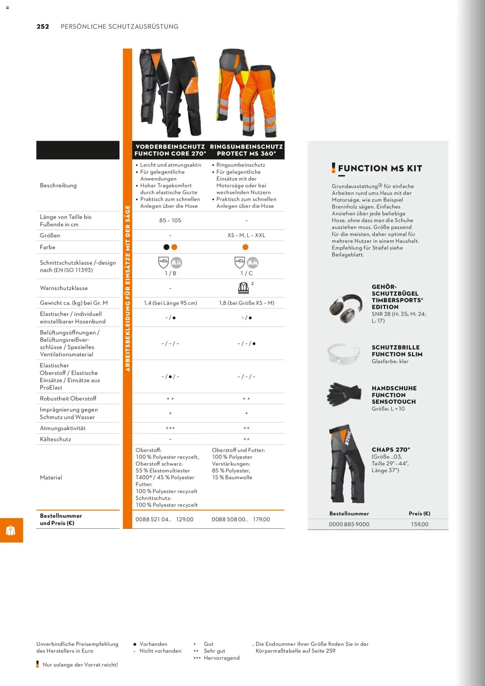 STIHL Katalog – gültig ab 01.01.2026 | Seite: 252 | Produkte: Gewicht, Wasser, Stiefel, Handschuhe