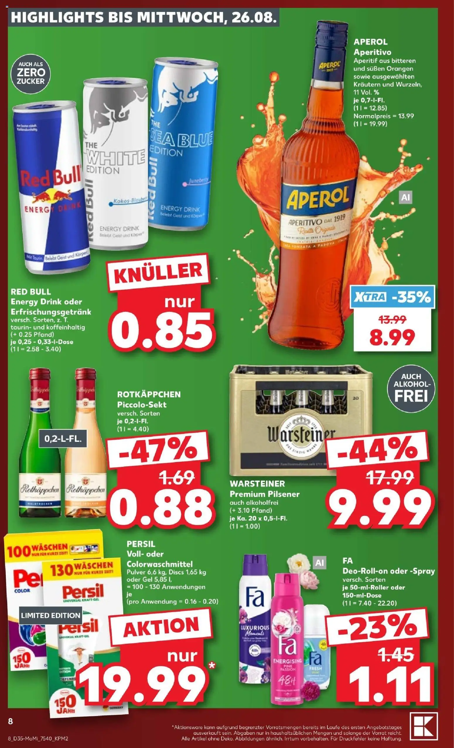 Kaufland Prospekt Jena – gültig ab 24.08.2026 | Seite: 8 | Produkte: Red bull, Energy, Orangen, Rotkäppchen