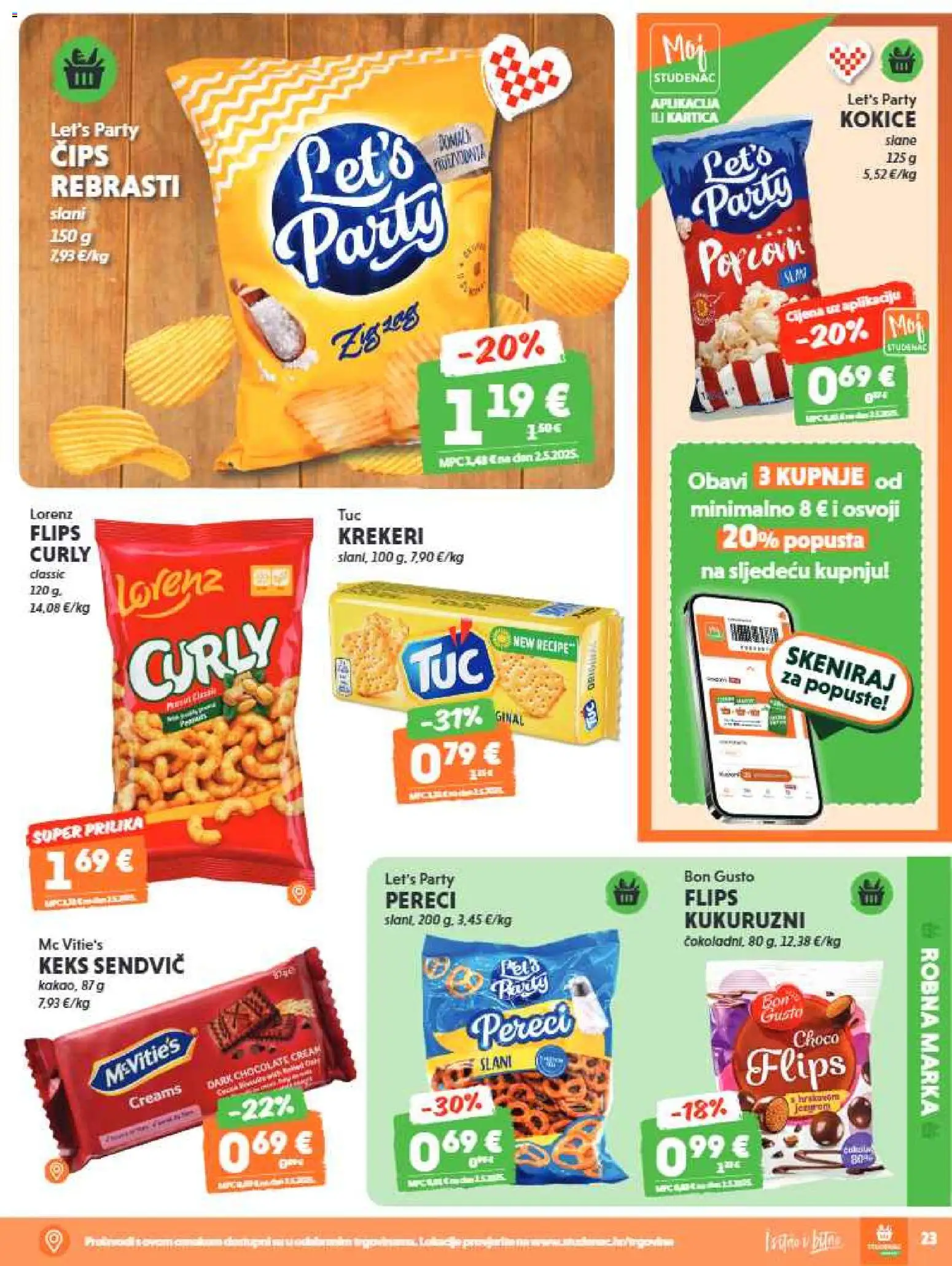 Studenac katalog | vrijedi od 13.05.2026 | Stranica: 23 | Proizvodi: Čips, Keks, Kokice, Pereci