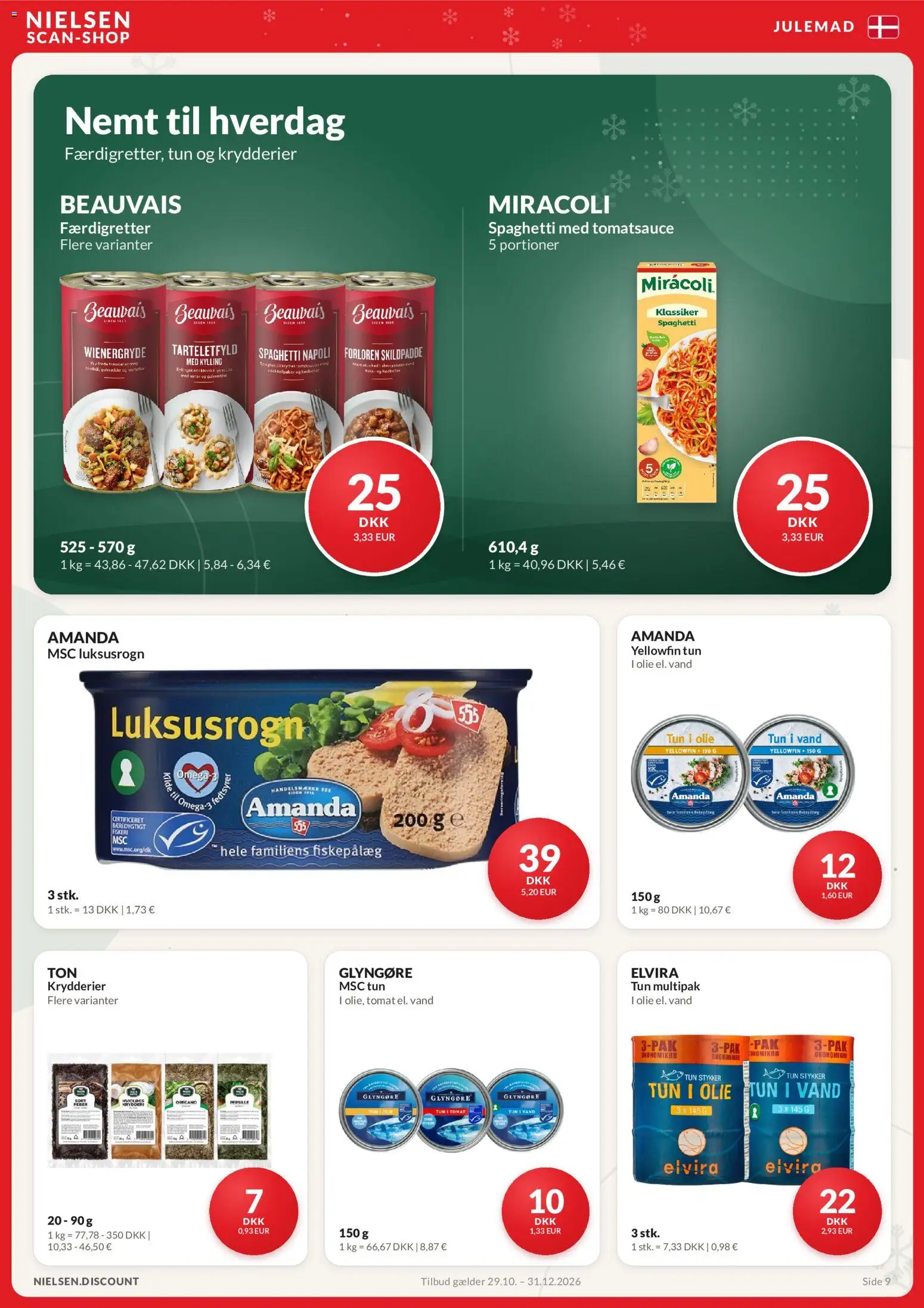 Nielsen Discount tilbudsavis – gyldig fra 29/10/2026 | Side: 9 | Produkter: Olie, Spaghetti, Forloren Skildpadde, Persille