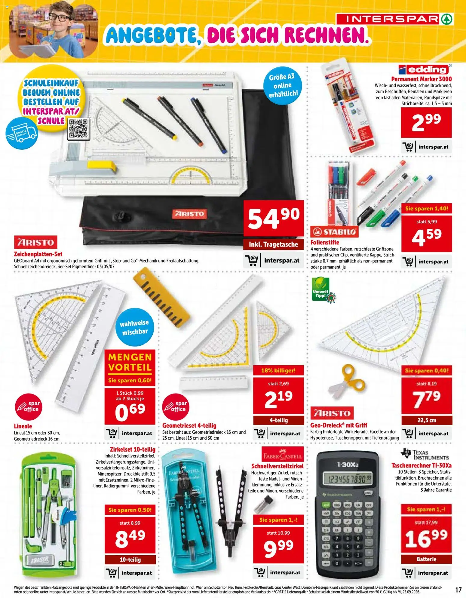 Interspar So Macht Schule Spass gültig ab 25.06.2026 | Seite: 17 | Produkte: Taschenrechner, Batterie