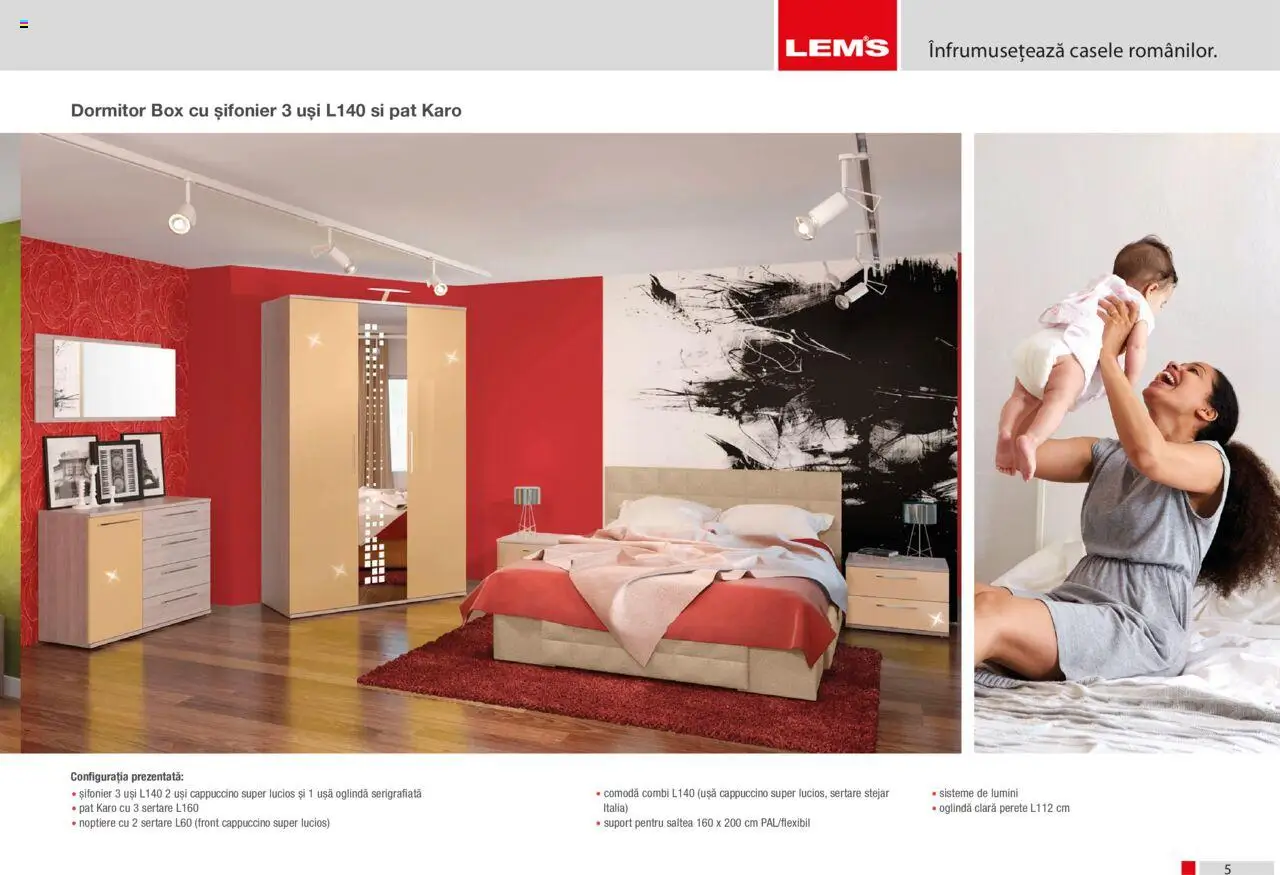 Noul catalog Lem’s – valabil de la 17.11.2023 | Pagină: 5 | Produse: Pat, Șifonier, Comodă, Ușă