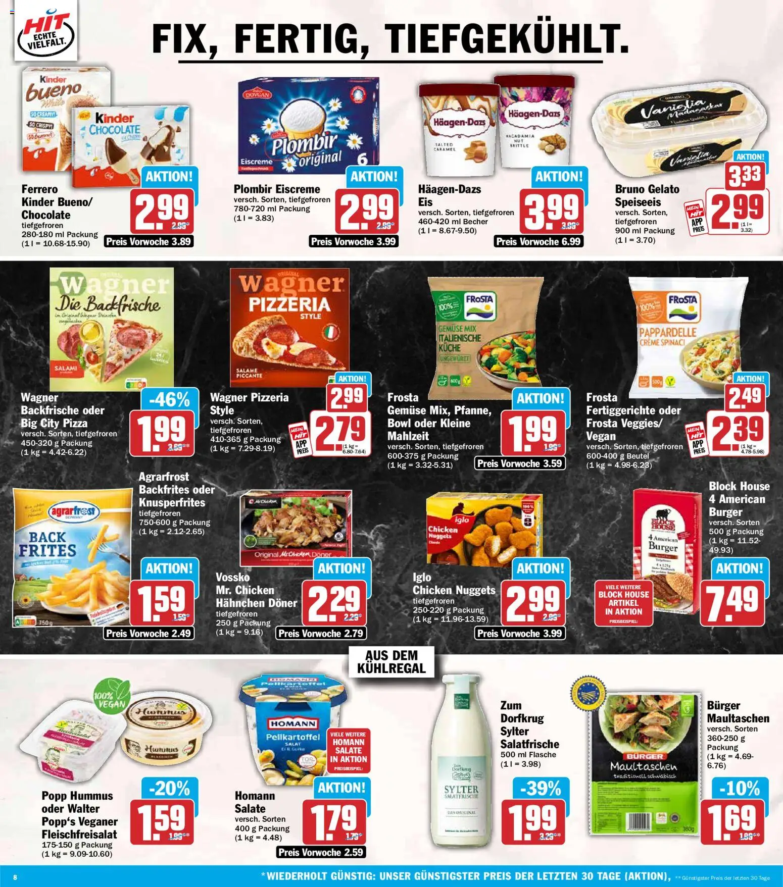 HIT Prospekt – gültig ab 15.06.2026 | Seite: 8 | Produkte: Burger, Frosta, Fertiggerichte, Salat