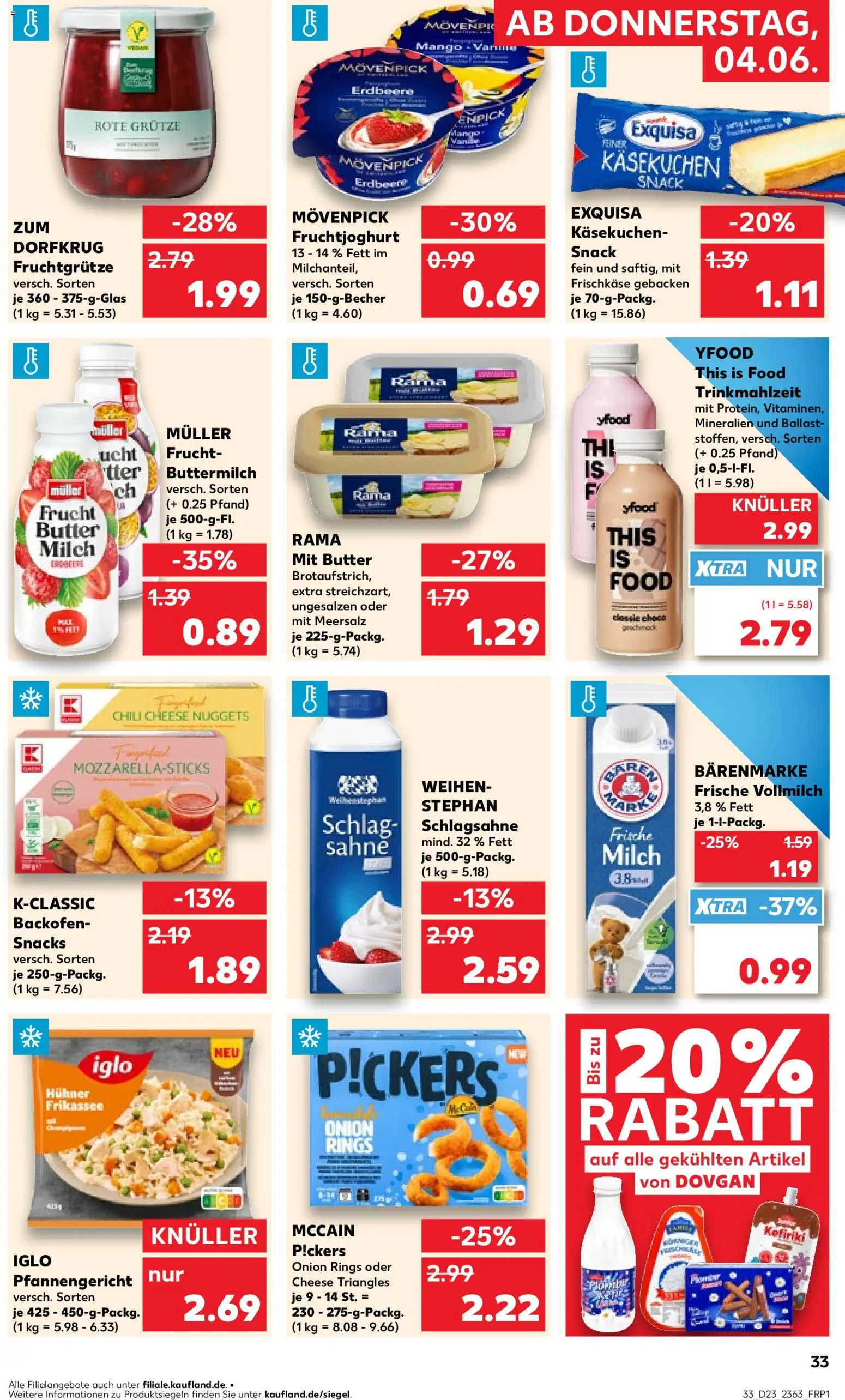 Kaufland Prospekt Bremen – gültig ab 04.06.2026 | Seite: 33 | Produkte: Schlagsahne, Butter, Exquisa, Chili