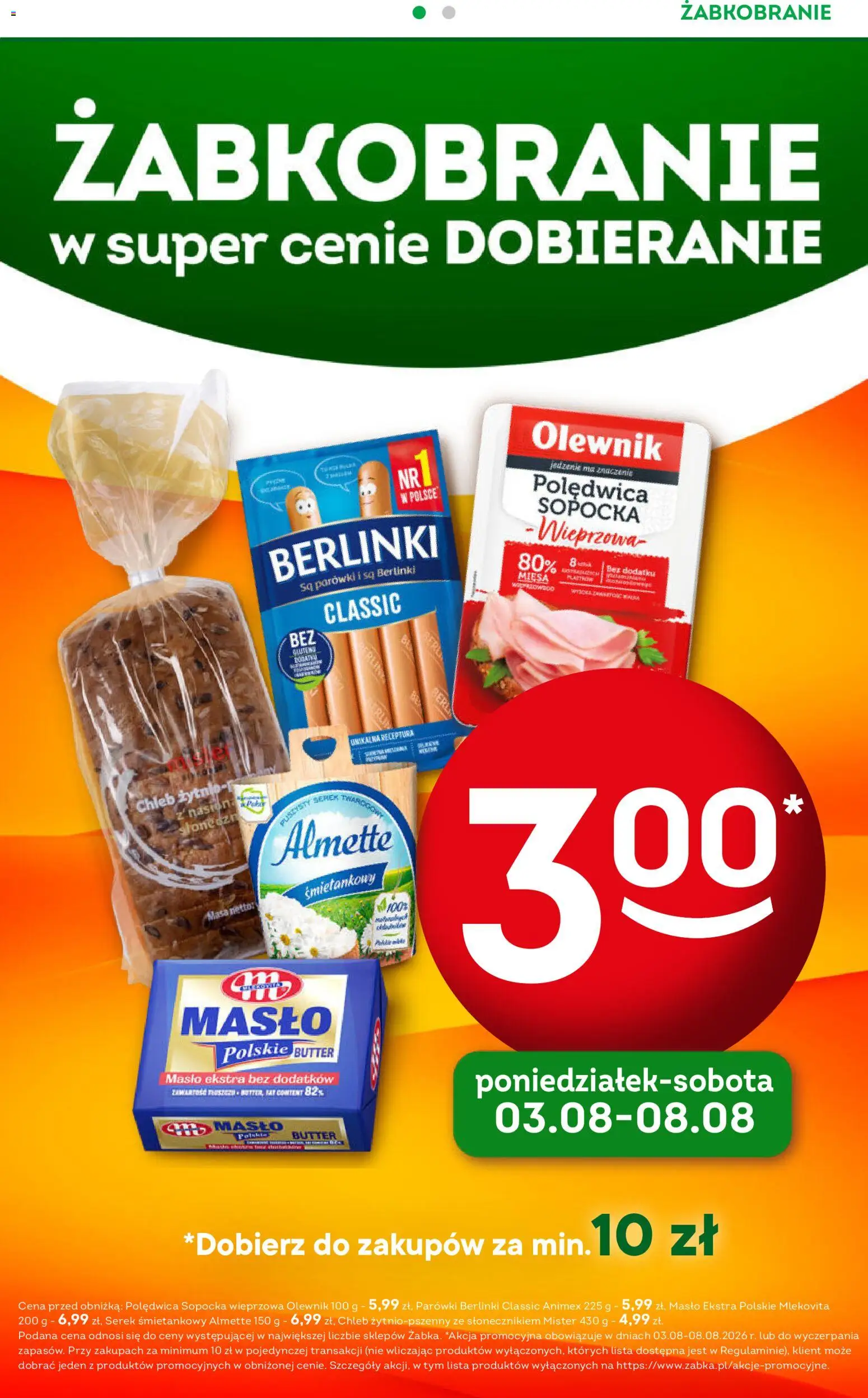 Żabka gazetka - Codzienne produkty od 29.07.2026 | Strona: 2 | Produkty: Szynka, Musztarda, Mleko, Ser