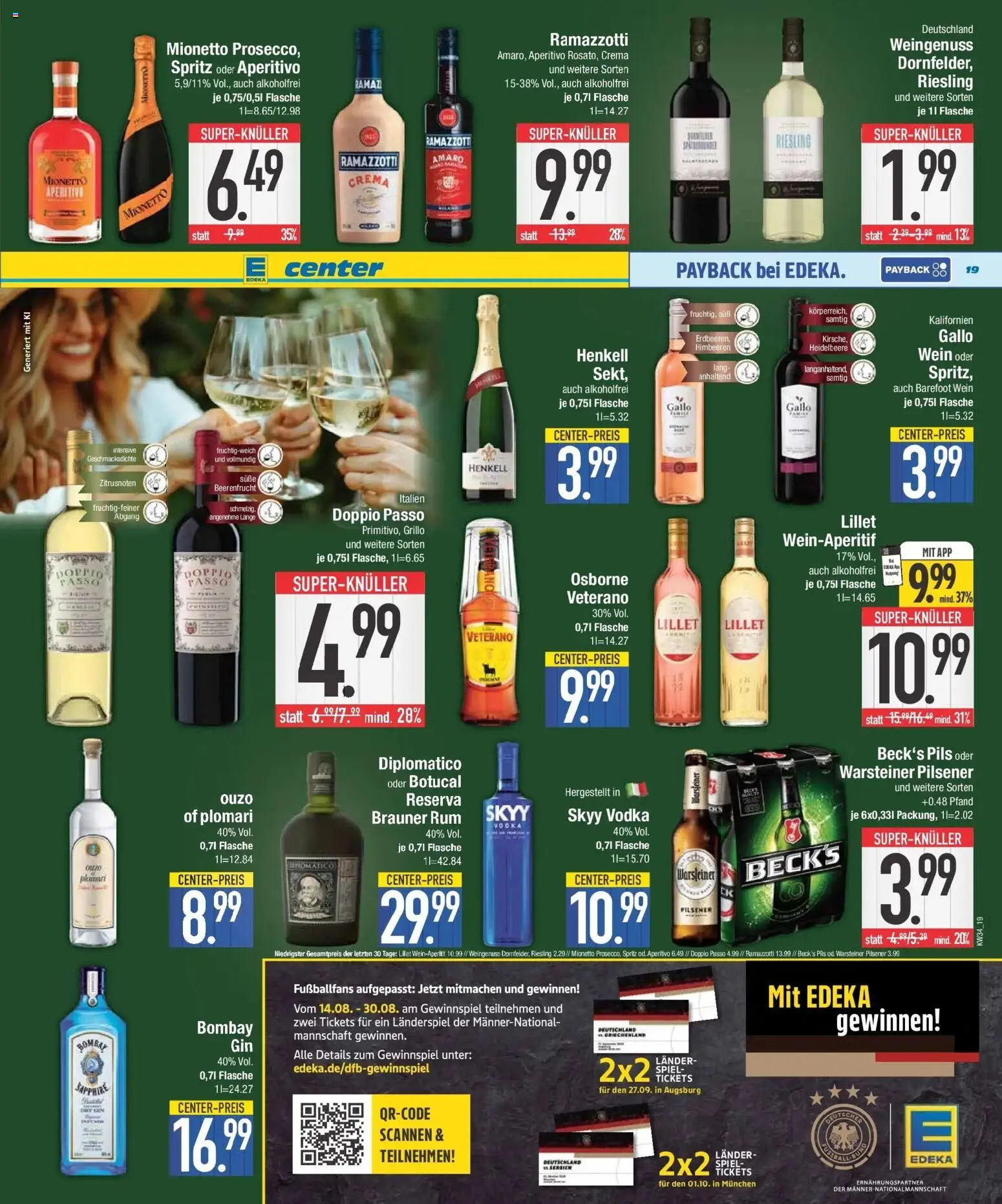 E center Prospekt Ingolstadt (ab 17.08.2026) zum Blättern | Seite: 19 | Produkte: Osborne, Doppio Passo, Wein, Vodka