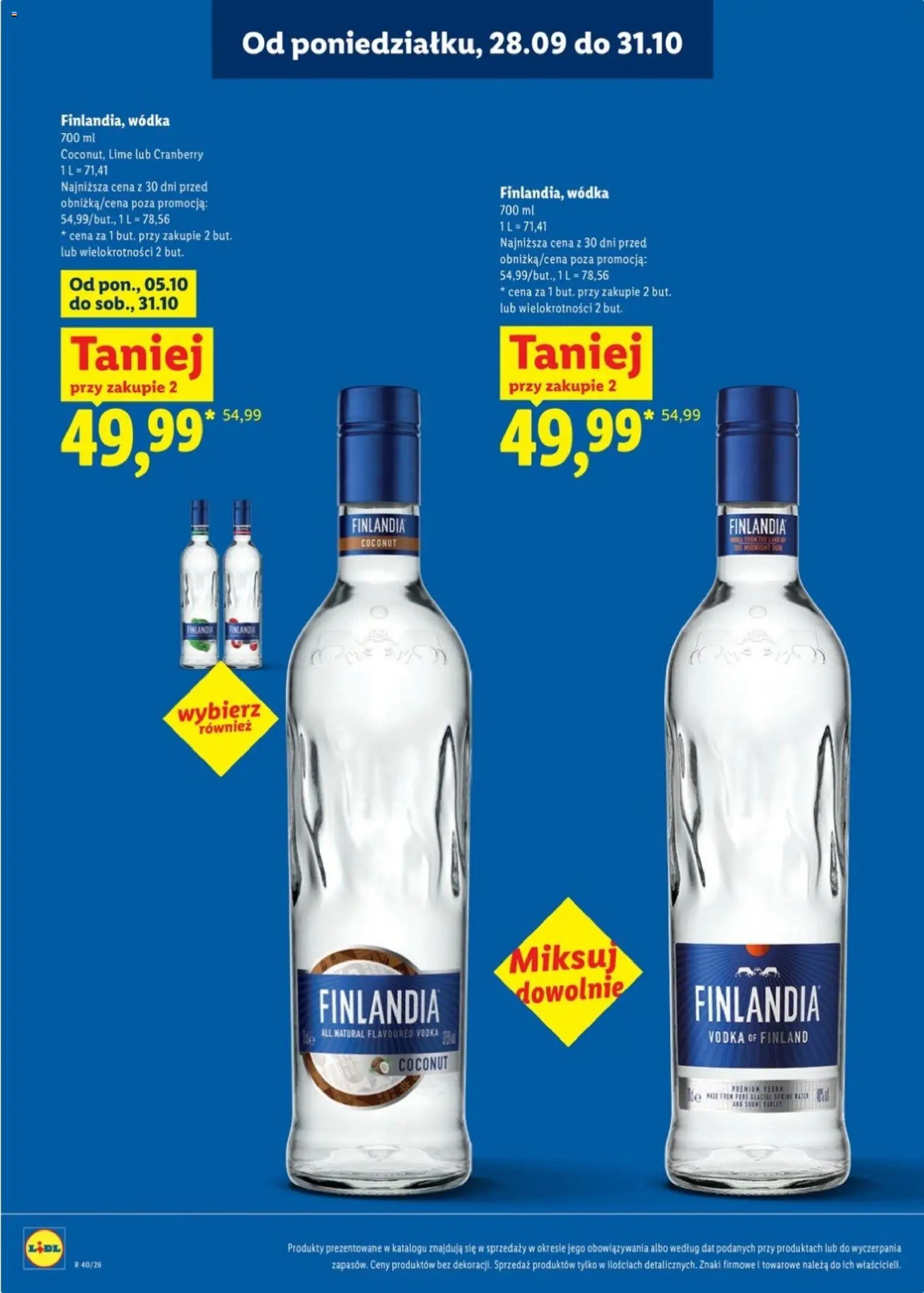 Lidl Katalog alkoholi mocnych od 28.09.2026 | Strona: 6 | Produkty: Wódka finlandia, Vodka, Wódka