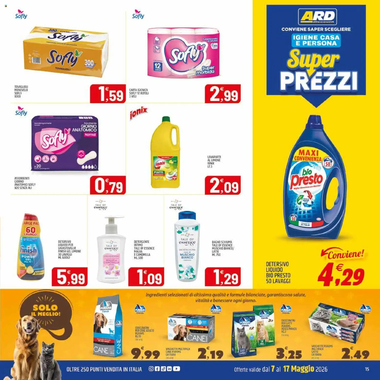Volantino ARD Discount del 07.05.2026 | Pagina: 15 | Prodotti: Latte, Lavastoviglie, Bagno, Vaschette