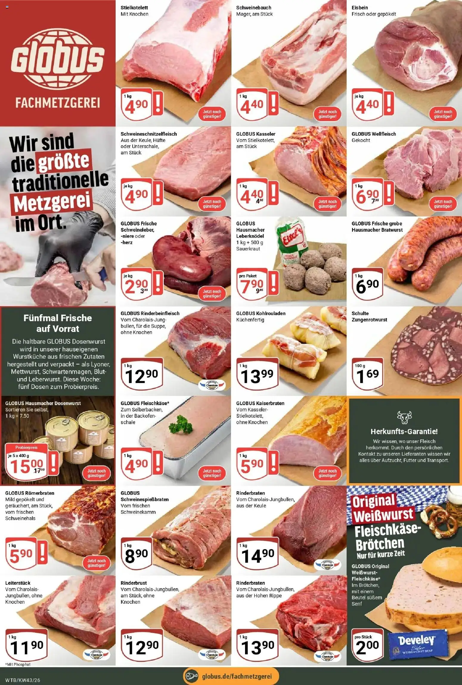 Globus Prospekt Wächtersbach (ab 19.10.2026) » Angebote online | Seite: 9 | Produkte: Leberknödel, Bratwurst, Weißwurst, Fleisch