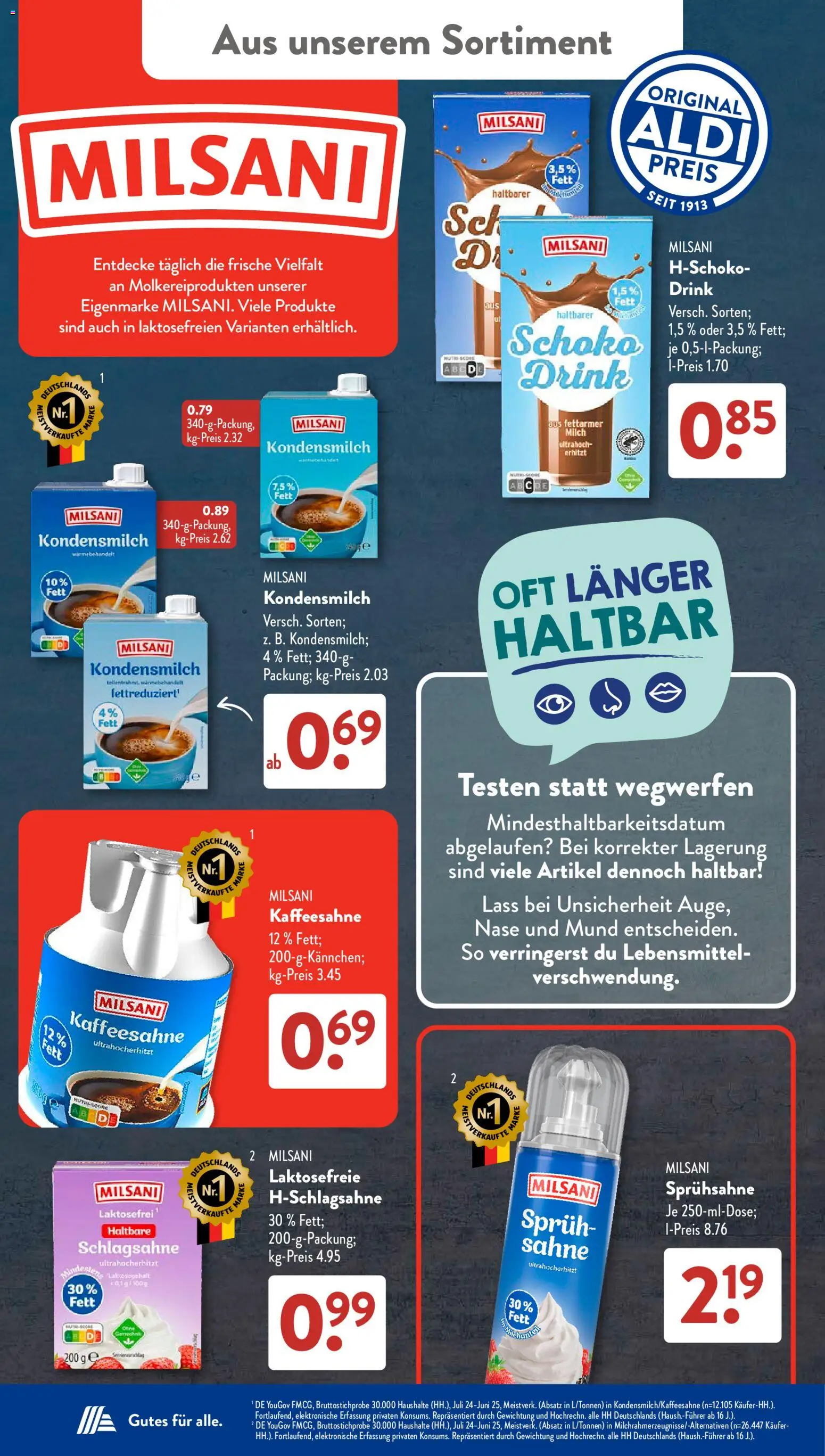 Aldi Süd Prospekt – gültig ab 27.07.2026 | Seite: 26 | Produkte: Schlagsahne, Milch, Kondensmilch, Sahne