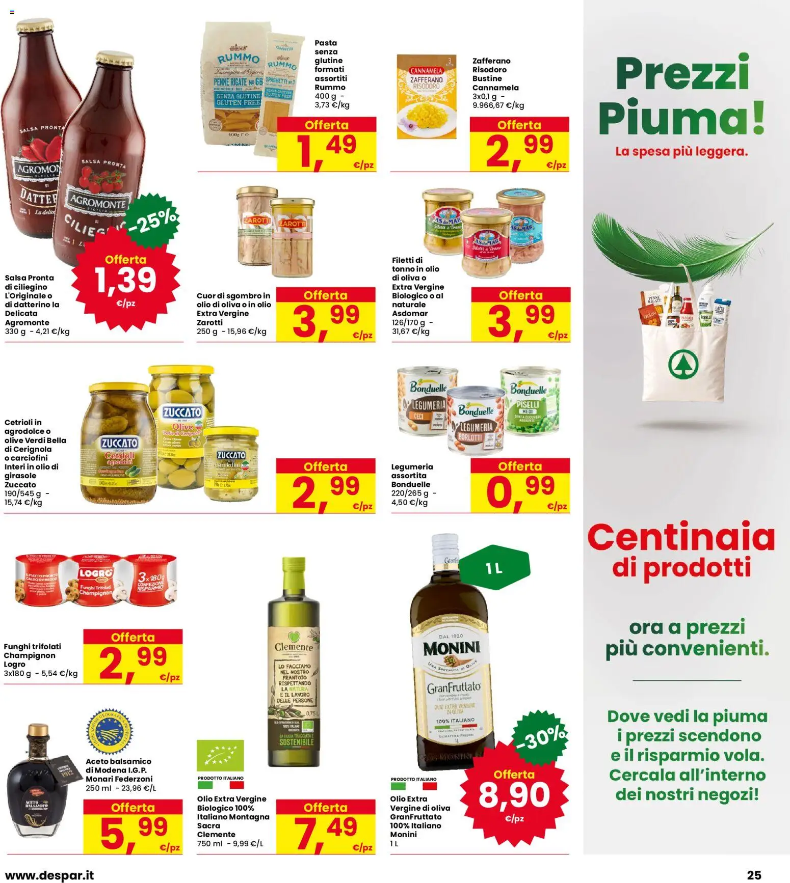 Volantino Eurospar del 24/09/2026 | Pagina: 25 | Prodotti: Rummo, Olive, Tonno, Aceto