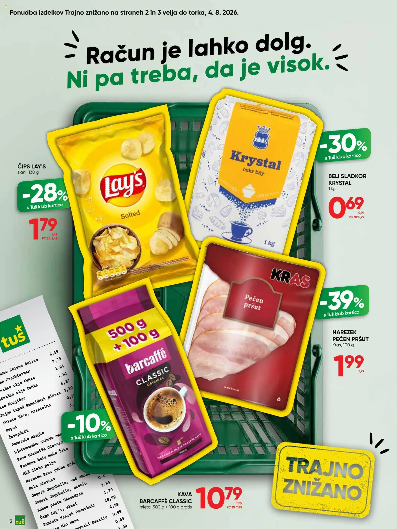 Novi Tuš katalog ponudbe – veljaven od 15.07.2026 | Stran: 2 | Izdelki: Pršut, Čevapčiči, Narezek, Solata