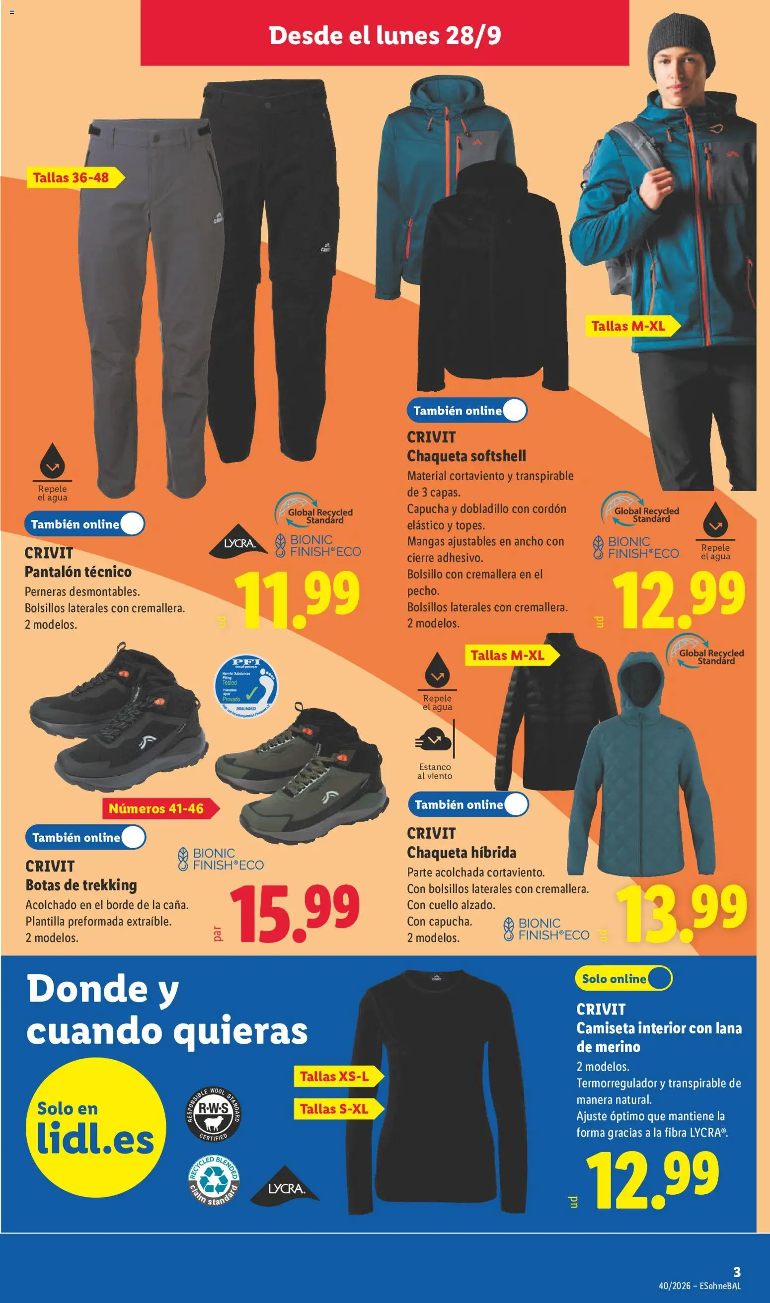 Lidl folleto de bazar │ válido desde el 28/09/2026 | Página: 7 | Productos: Chaqueta, Botas, Agua