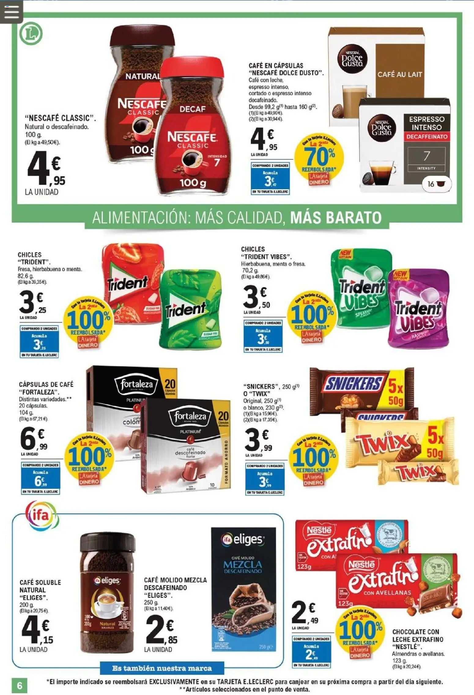 E.Leclerc folleto │ válido desde el 11/03/2026 | Página: 6 | Productos: Leche, Café, Café molido, Μηχανή καφέ