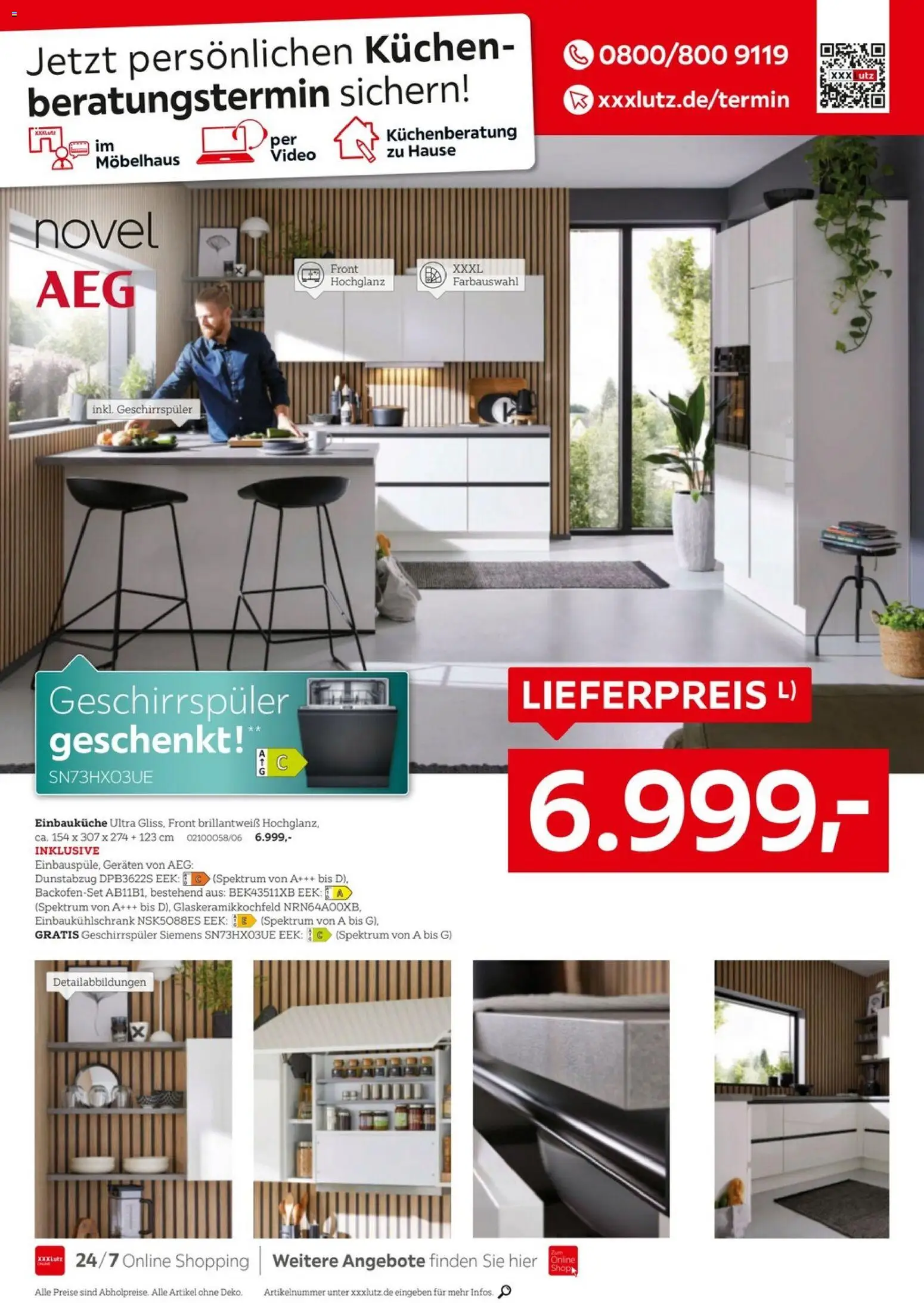 XXXLutz Nr. 1 bei Küchen – gültig ab 04.07.2026 | Seite: 8 | Produkte: Einbauküche, Dunstabzug, Kuchen, Video