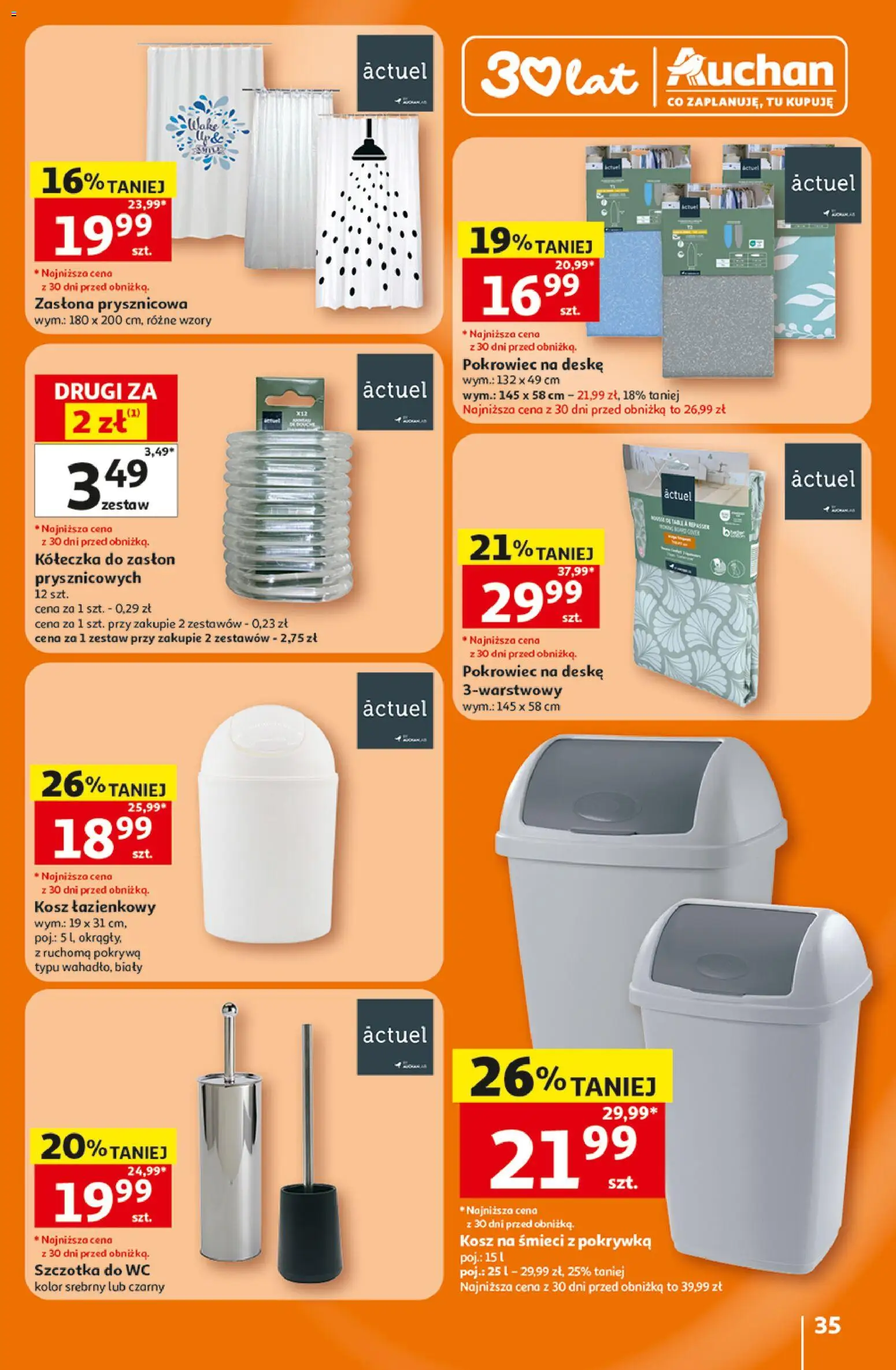 Auchan gazetka - 30 Lat Hipermarket od 16.07.2026 | Strona: 35 | Produkty: Kosz, Szczotka