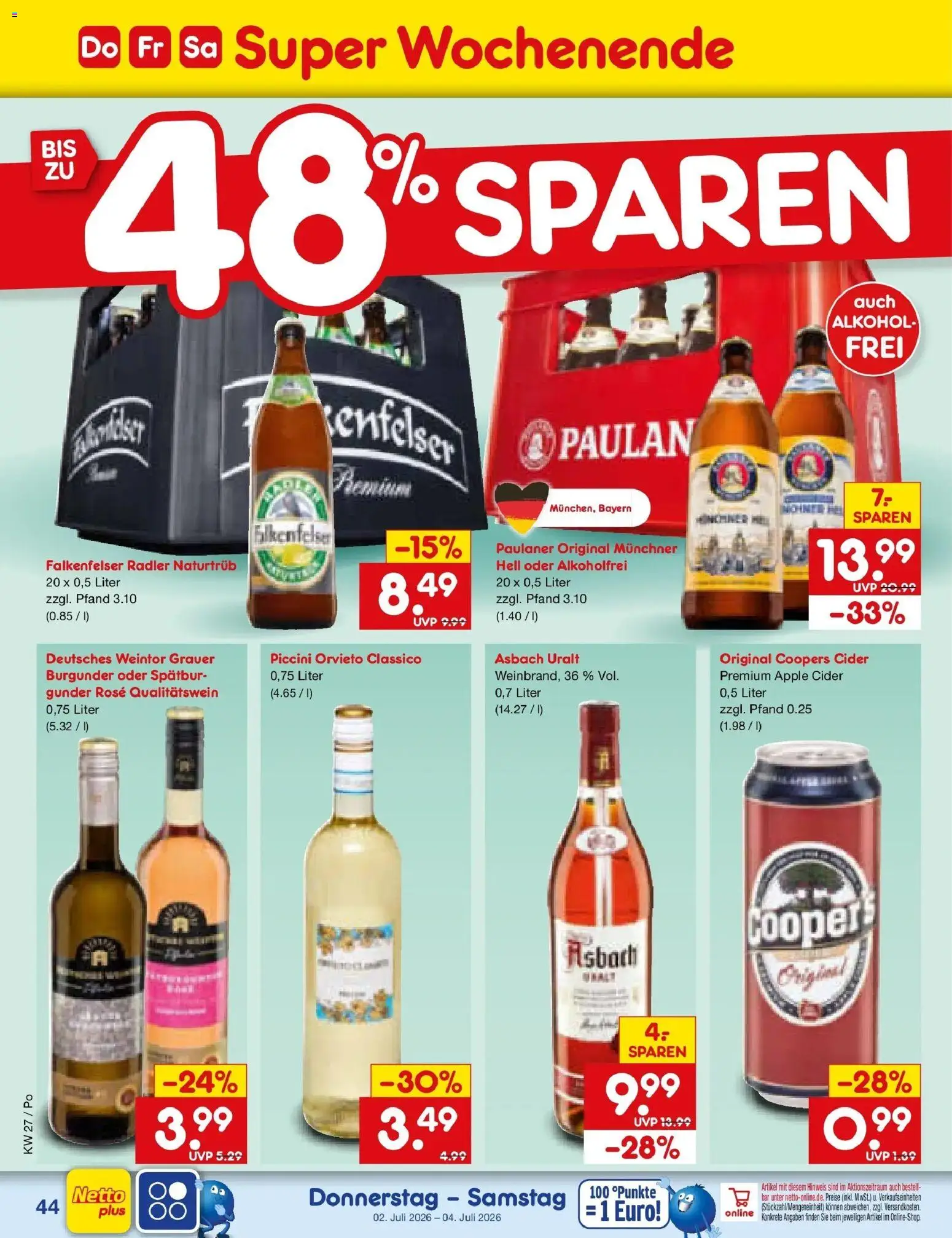 Netto Marken-Discount Prospekt Selb – gültig ab 28.06.2026 | Seite: 64 | Produkte: Apple, Radler, Paulaner, Asbach
