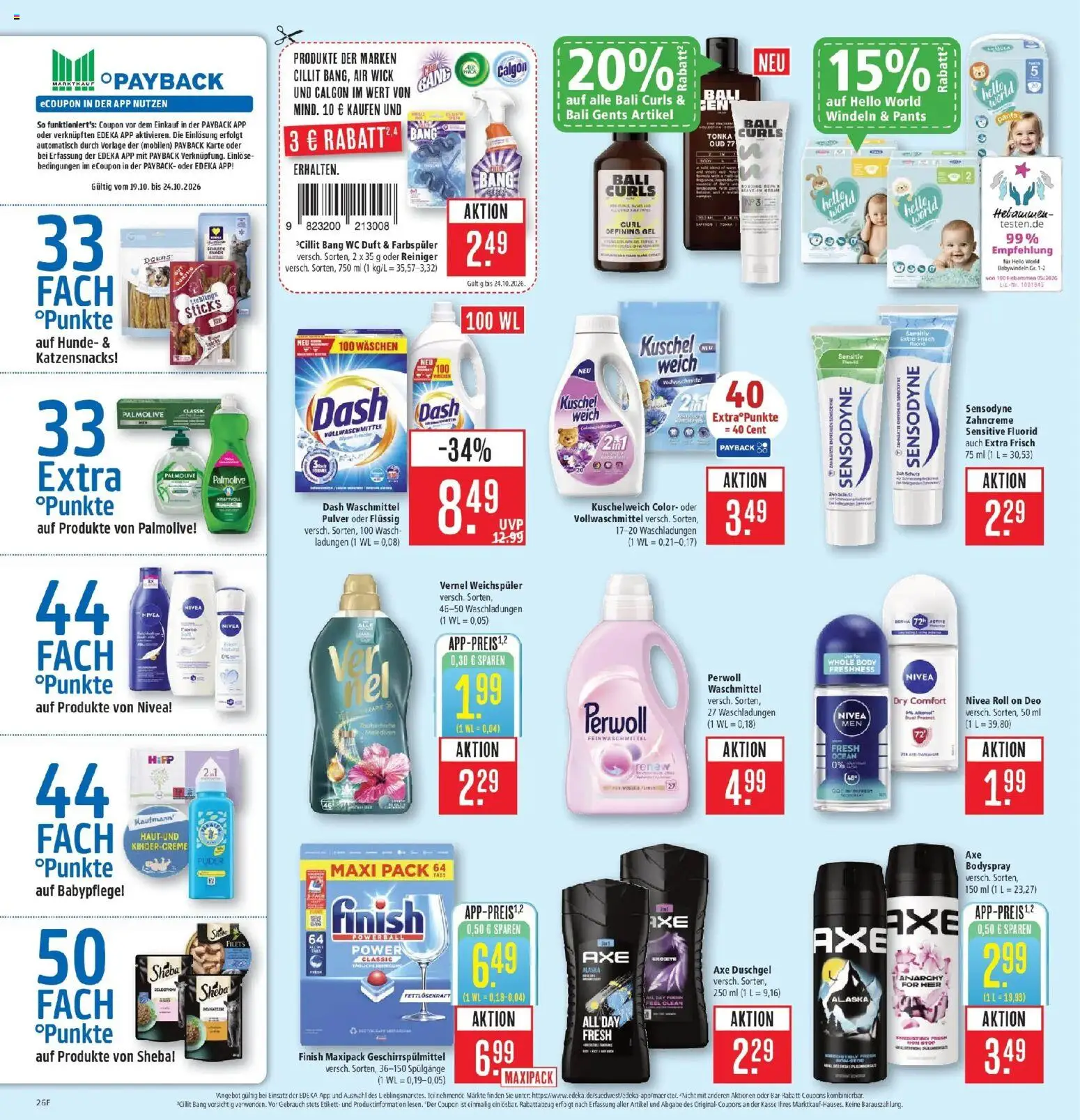 Marktkauf Prospekt Heidenheim (ab 19.10.2026) » Angebote online | Seite: 34 | Produkte: Finish, Duschgel, Weichspüler, Waschmittel