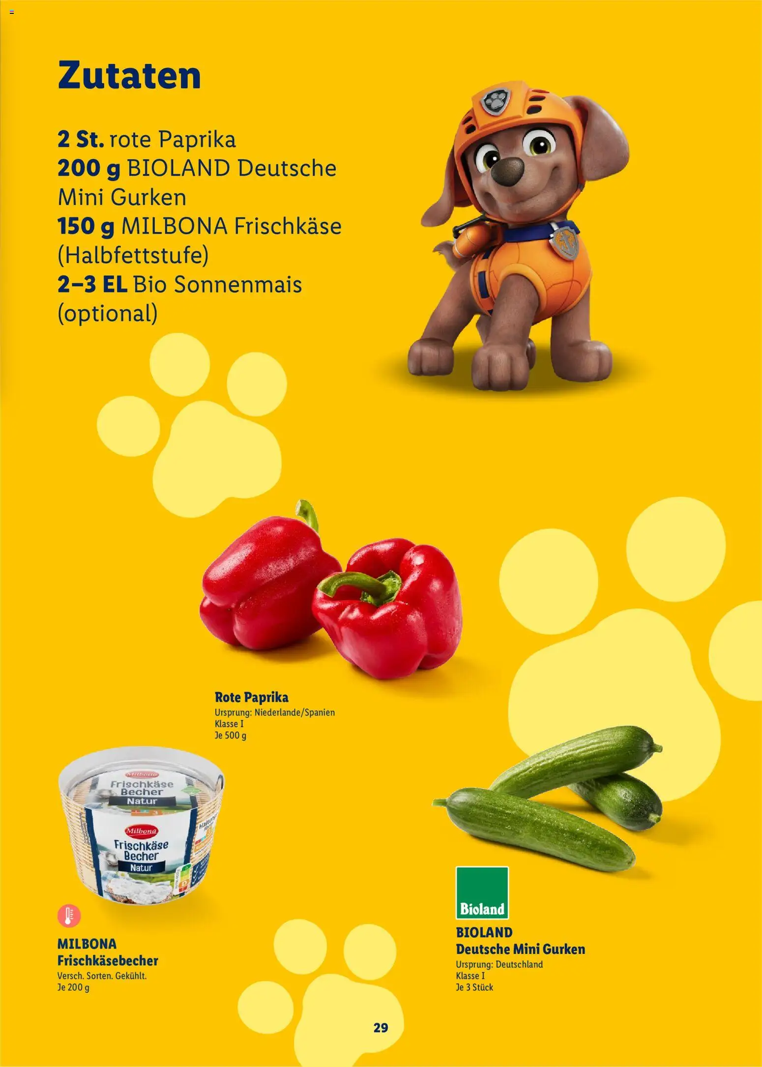 Lidl Německo leták - Paw Patrol od 20.07.2026 | Strana: 29 | Produkty: Milbona, Paprika