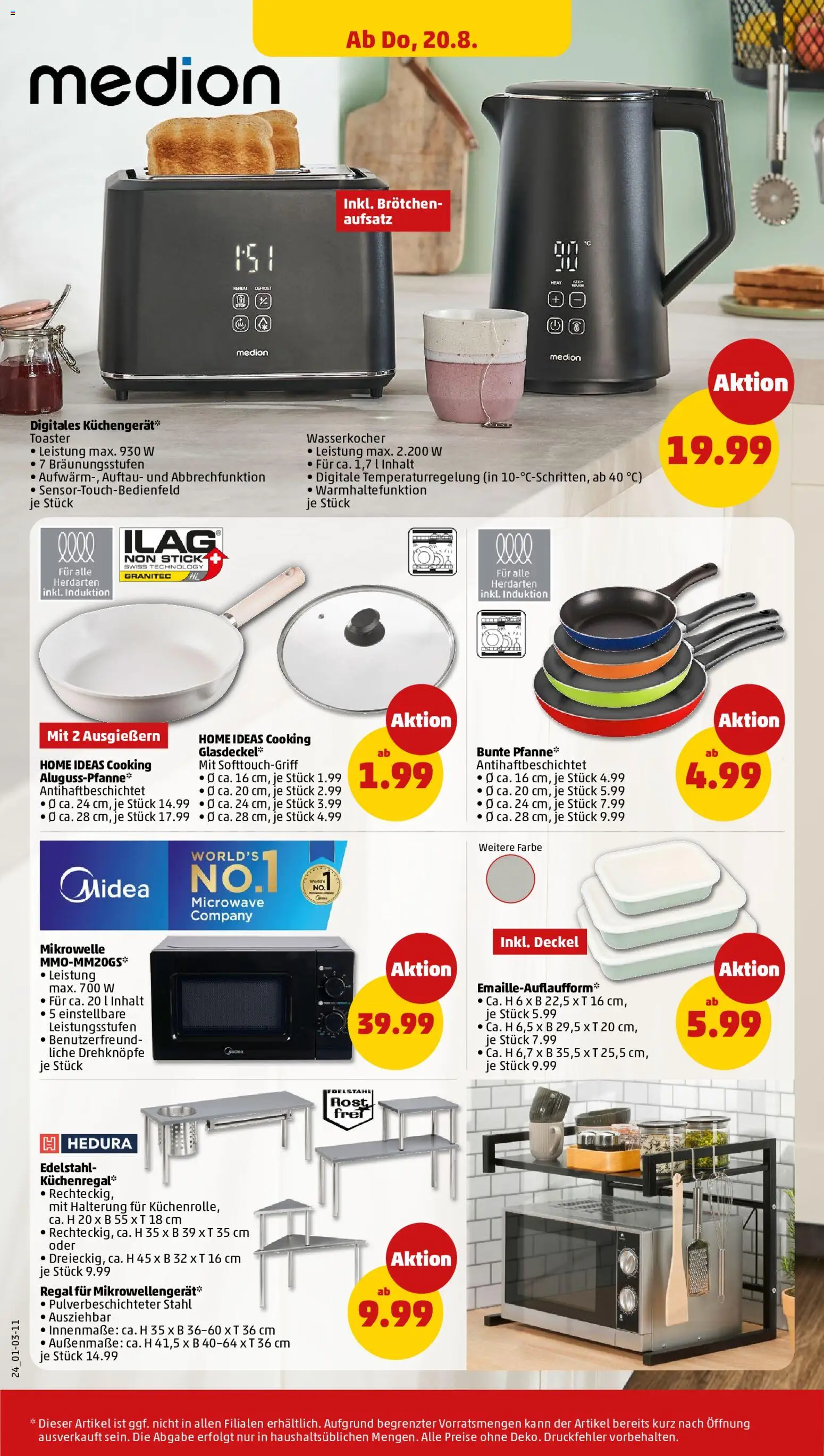 Penny Prospekt – gültig ab 17.08.2026 | Seite: 30 | Produkte: Mikrowelle, Wasserkocher, Toaster, Regal