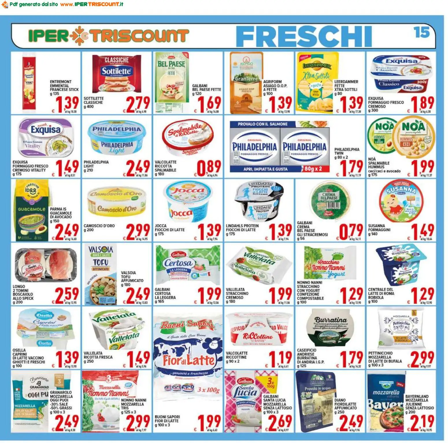 Volantino Ipertriscount del 21/08/2026 | Pagina: 15 | Prodotti: Sale, Stracchino, Provola, Ricotta