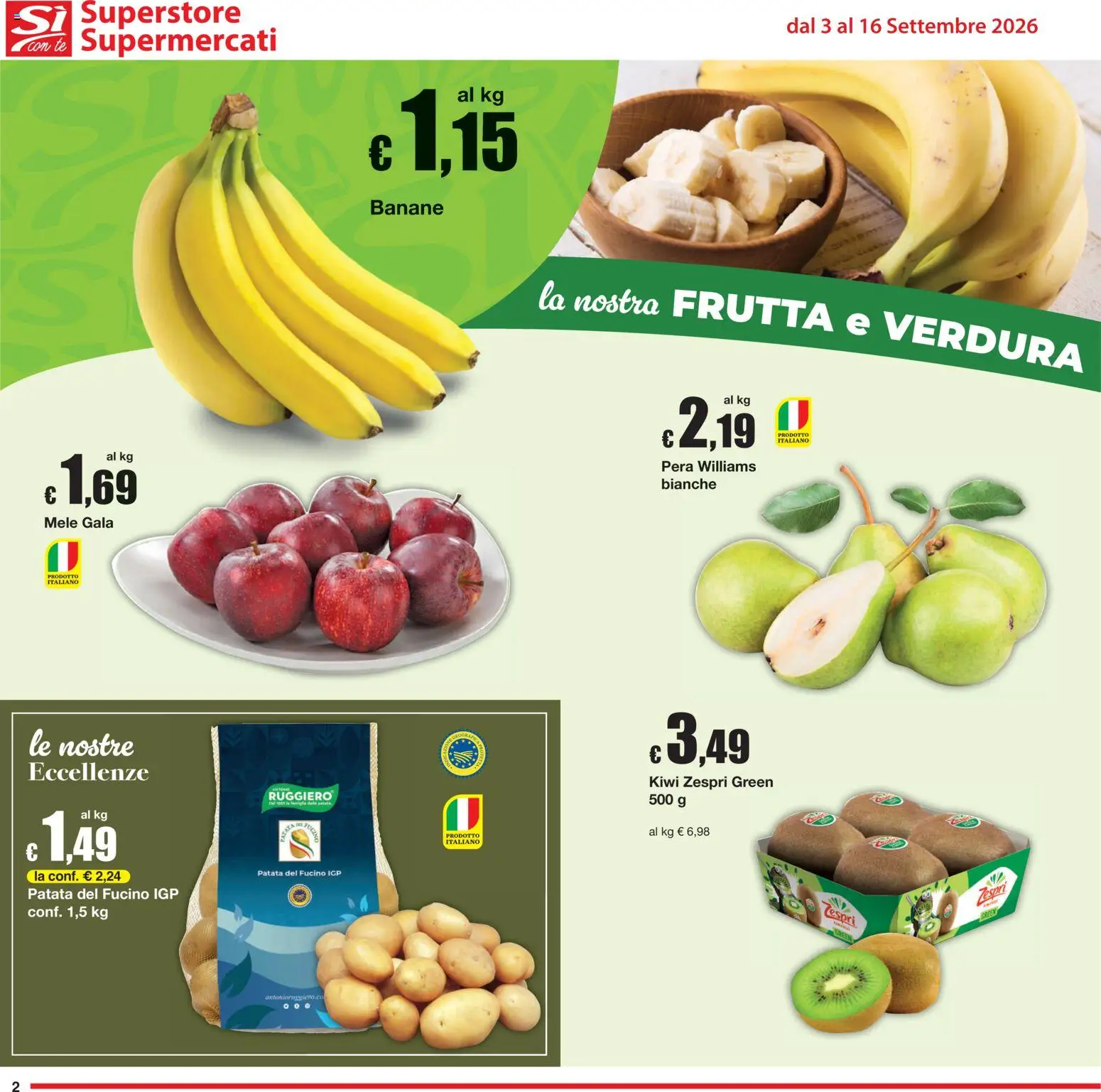 Volantino Sì con Te del 03/09/2026 | Pagina: 2 | Prodotti: Mele, Tè, Kiwi, Pera