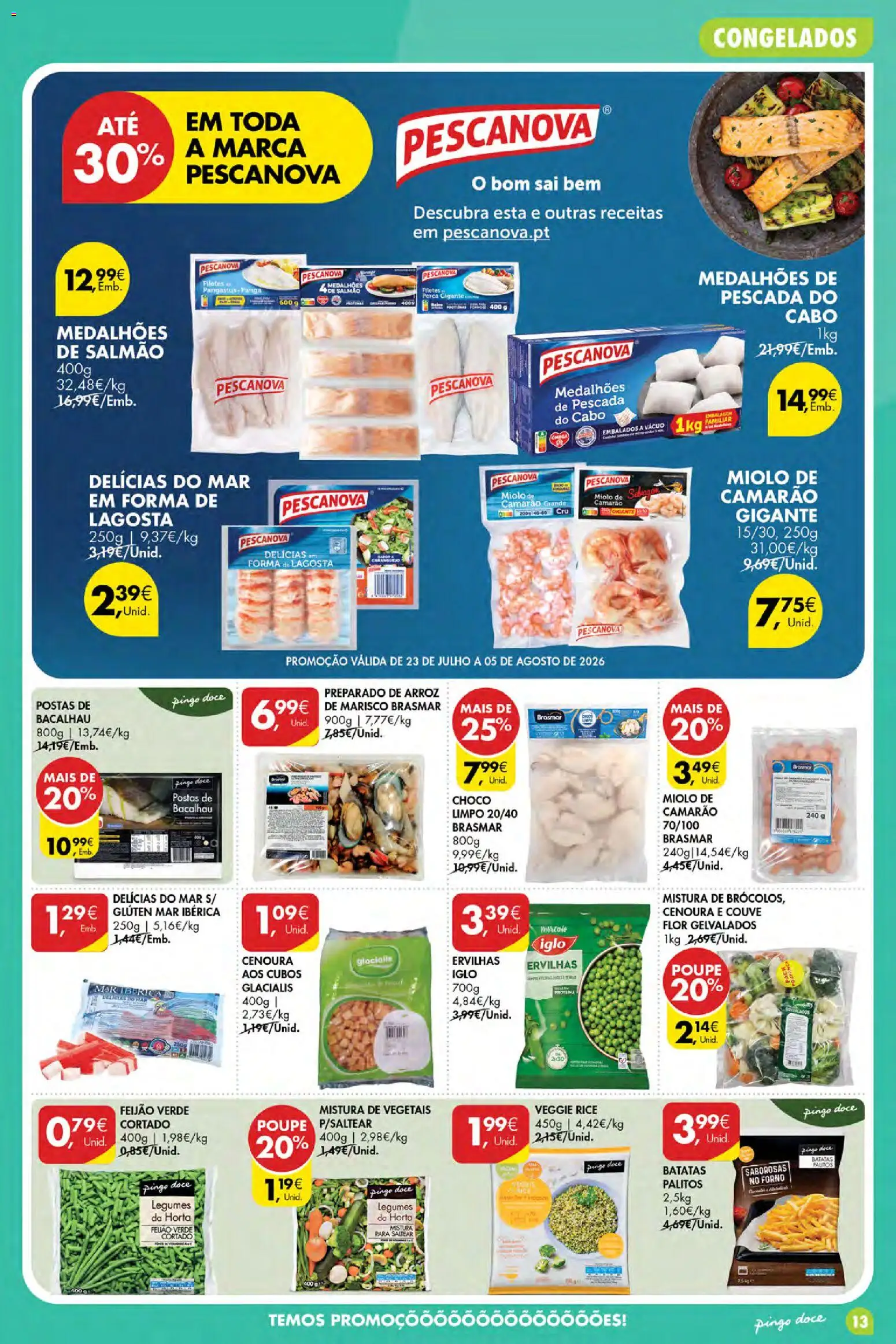 Pingo Doce Poupe Esta Semana Açores │ válido de 30/07/2026 | Página: 13 | Produtos: Bacalhau, Salmão, Arroz, Cenoura