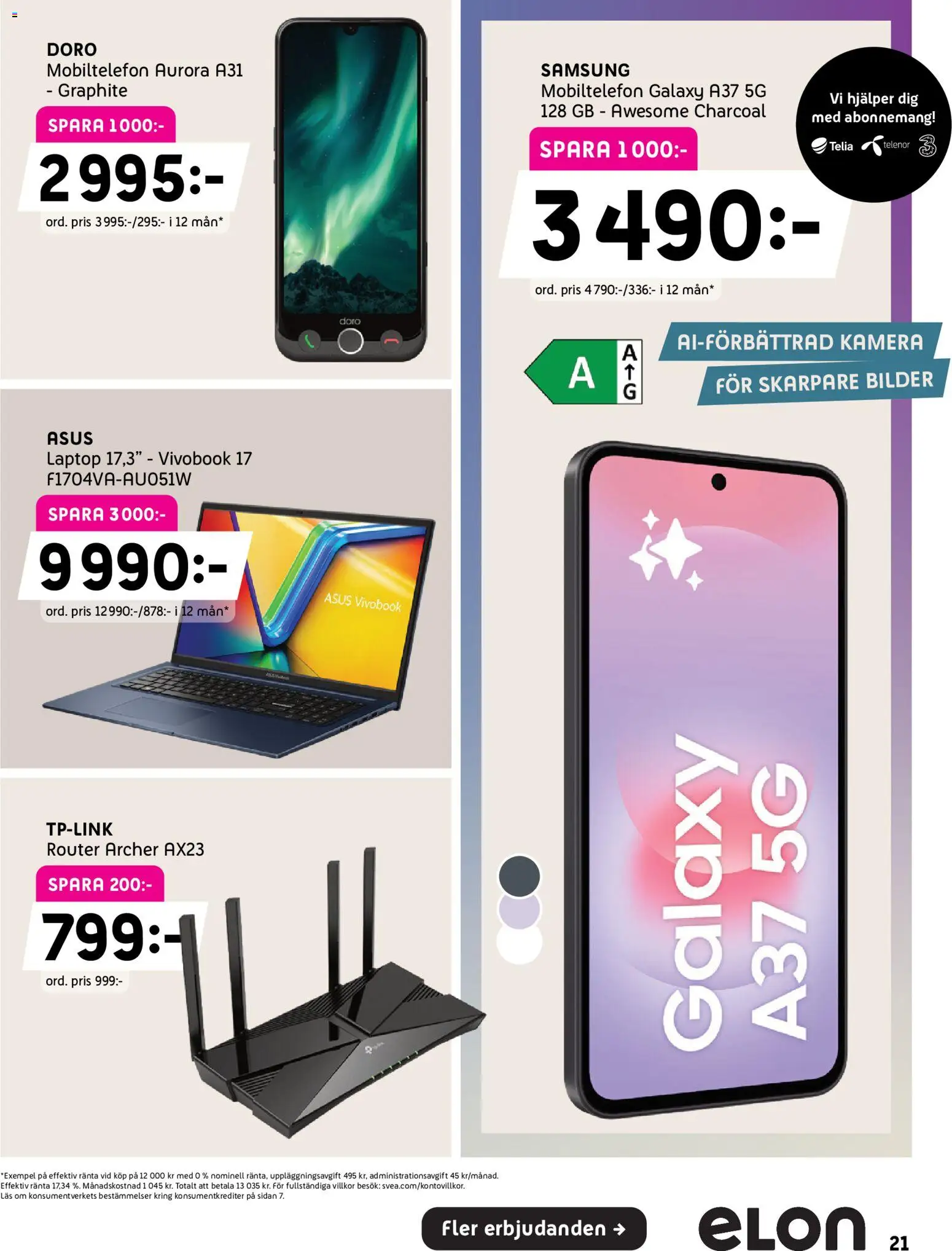 Elon reklamblad aktuell från 21/09/2026 | Sida: 21 | Produkter: Mobiltelefon, Kamera, Router