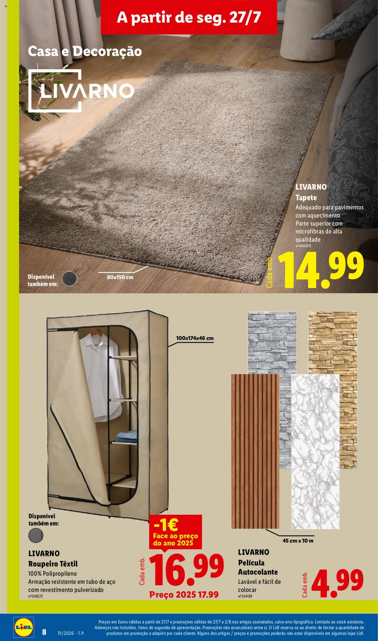 Lidl Novidades │ válido de 27/07/2026 | Página: 8 | Produtos: Roupeiro, Tapete