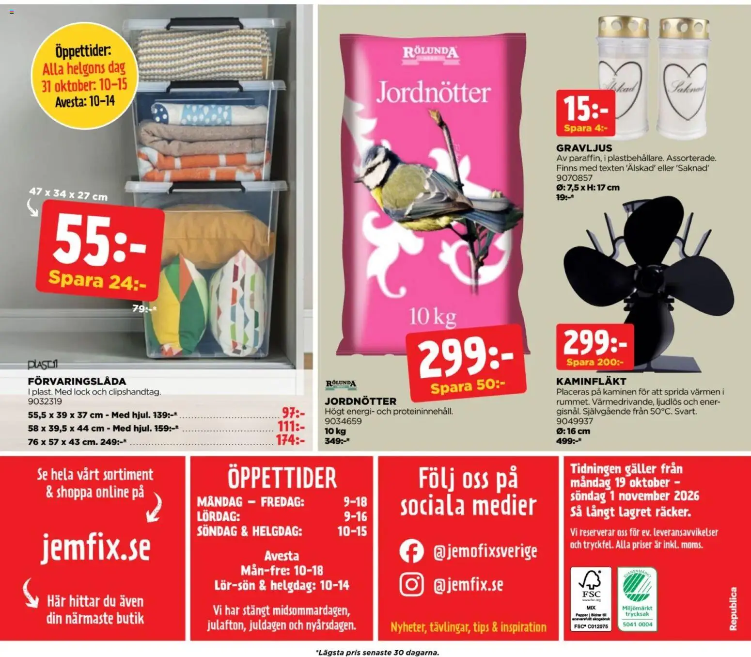 Jem & Fix reklamblad aktuell från 19/10/2026 | Sida: 20 | Produkter: Gravljus, Lock, Papper, Förvaringslåda