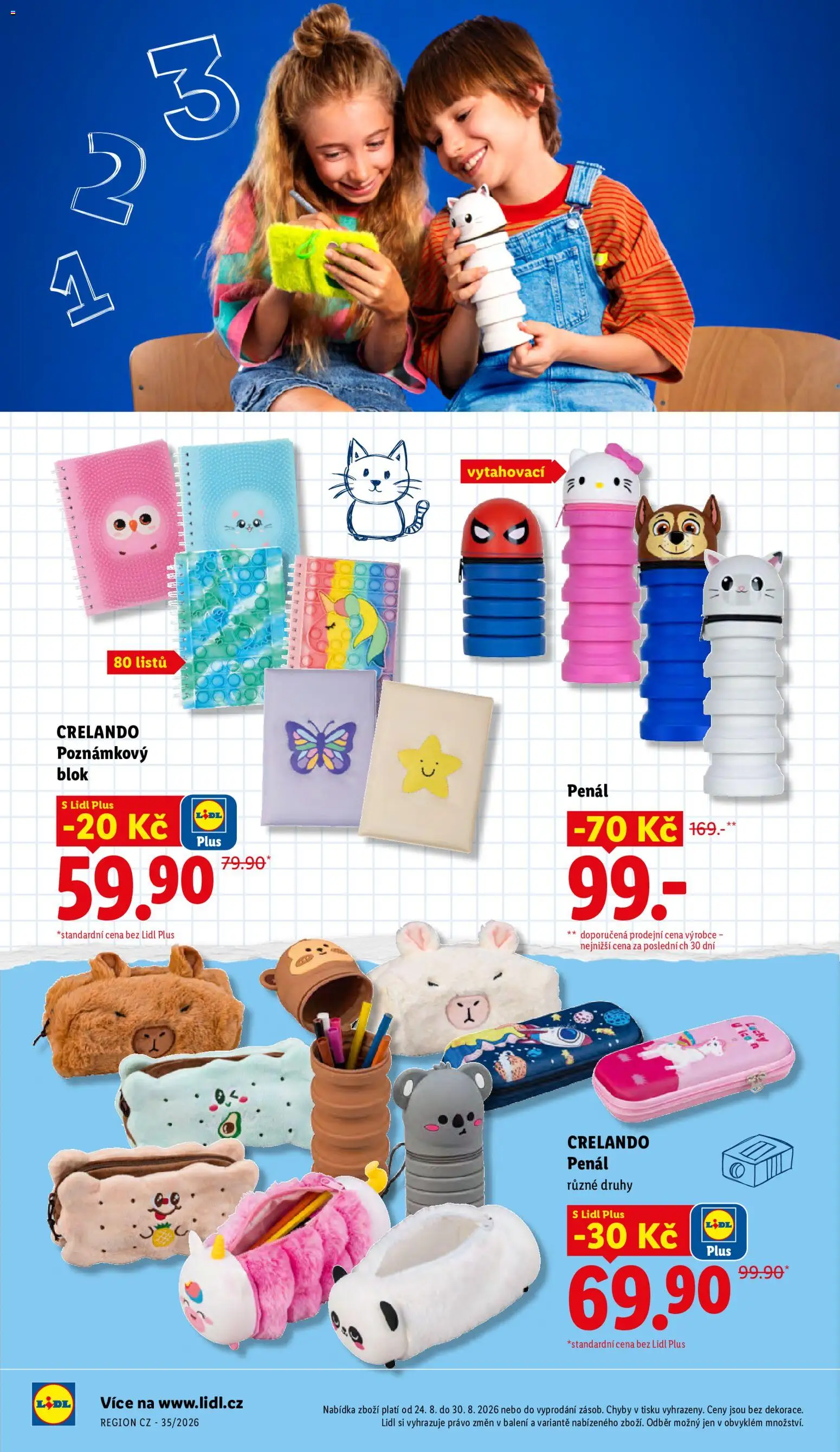 Lidl leták - Škola od 04.08.2026 | Strana: 24 | Produkty: Penál, Notebook, Blok