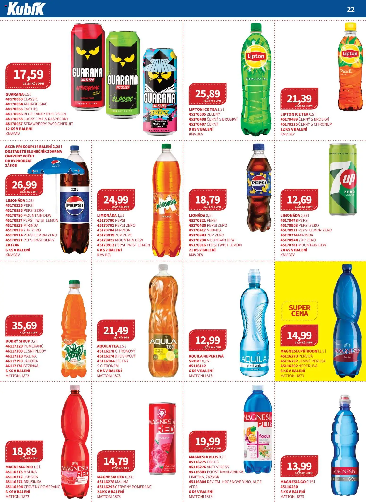 Kubík leták - Velkoobchod 07/2026 od 01.07.2026 | Strana: 22 | Produkty: Voda, Limonáda, Sirup, Ice tea