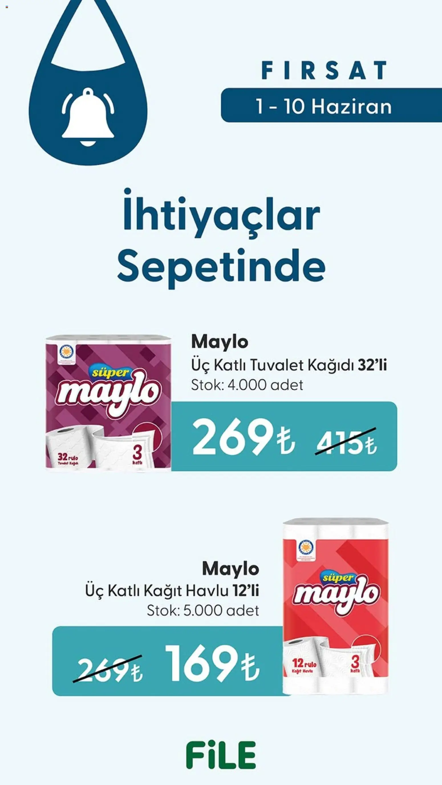 File Market İndirim - 01.06.2026 tarihinden itibaren geçerlidir | Sayfa: 1 | Ürünler: Tuvalet, Kağıt havlu, Tuvalet kağıdı
