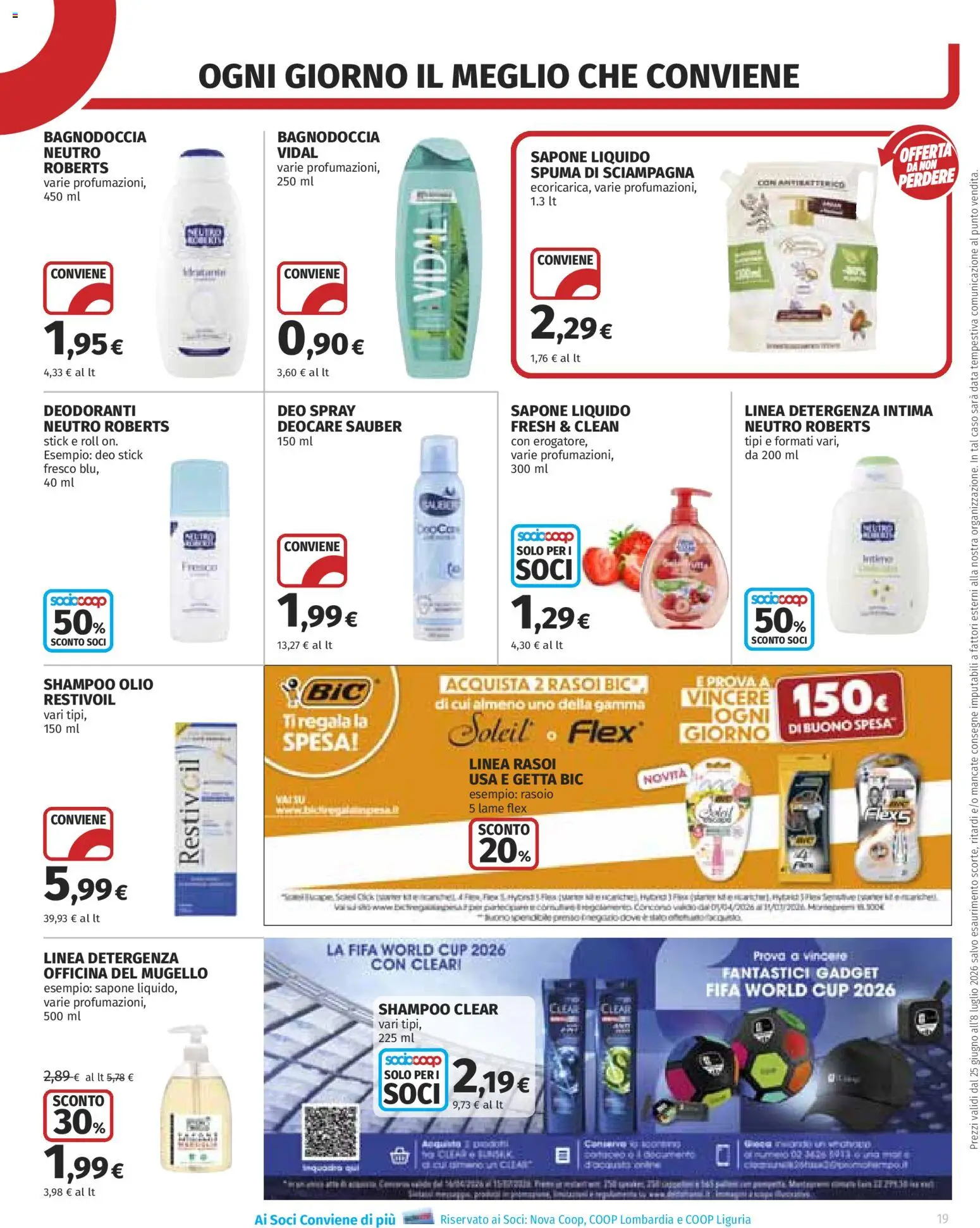 Volantino COOP del 25/06/2026 | Pagina: 19 | Prodotti: Shampoo, Rasoio, Sapone, Olio