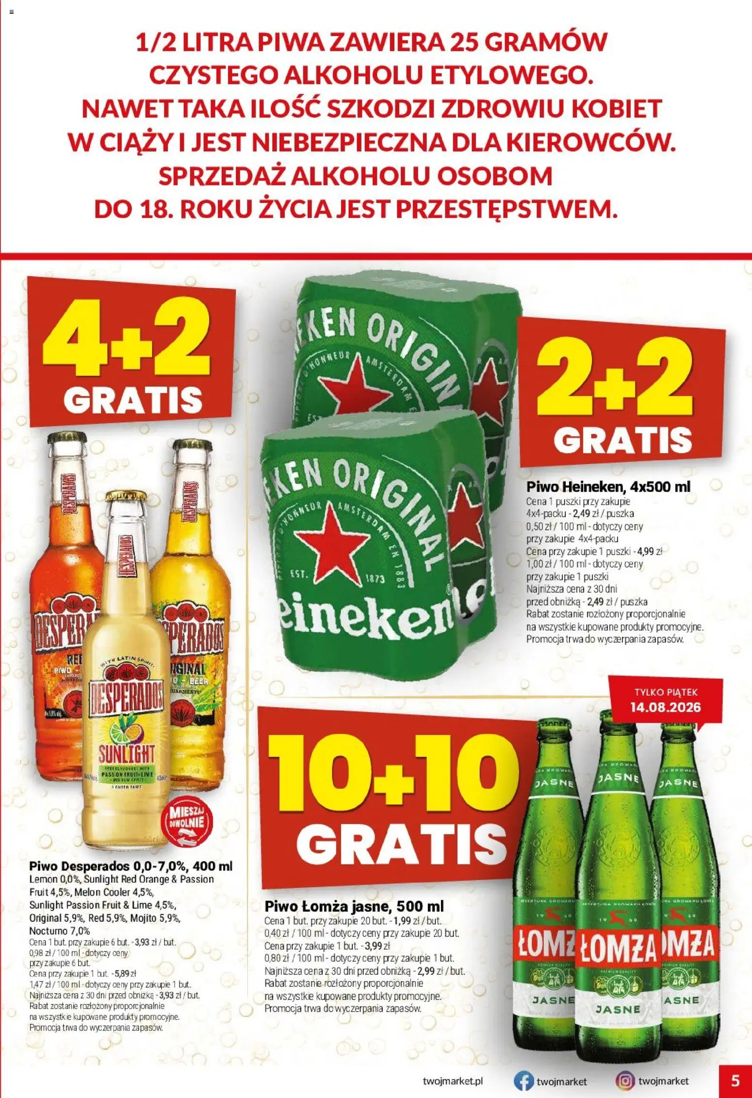 Twój Market gazetka od 12.08.2026 | Strona: 5 | Produkty: Melon, Mojito, Piwo, Desperados