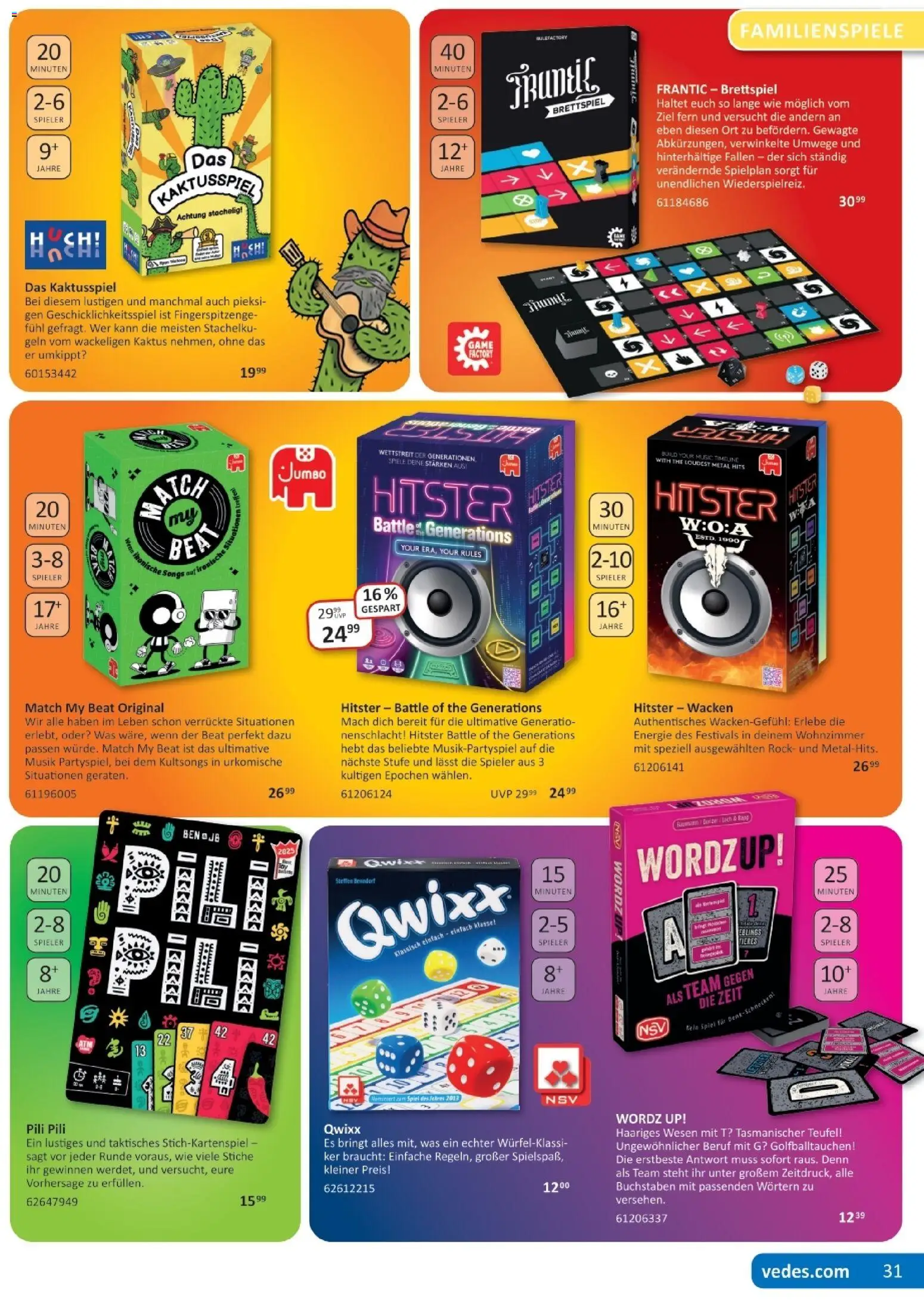 Vedes Spiele-, Buch- und Kreativprospekt – gültig ab 24.08.2026 | Seite: 31 | Produkte: Spiel, Rock