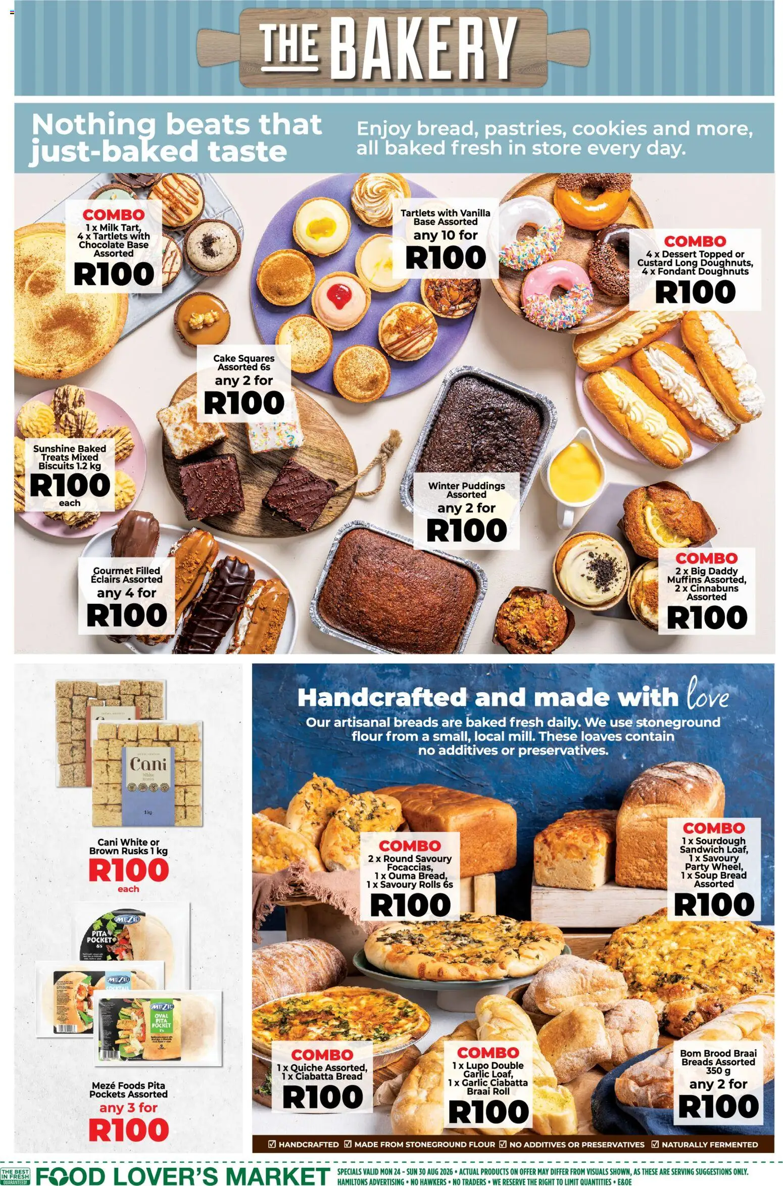 New Food Lover's Market catalogue – valid from 24/08/2026 | Page: 5 | Products: Flour, Chocolate, Rusks, Garlic