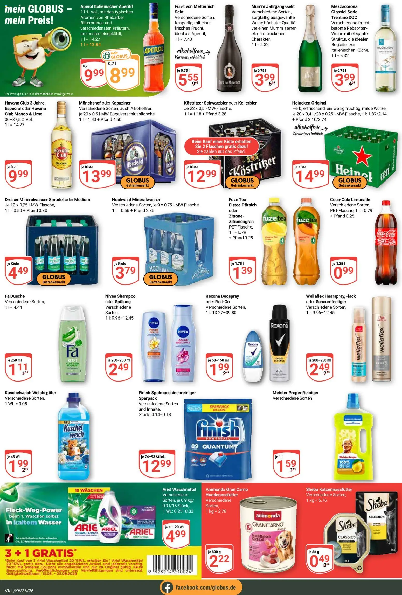 Globus Prospekt Völklingen – gültig ab 31.08.2026 | Seite: 6 | Produkte: Fuze tea, Furst von metternich, Heineken, Deospray