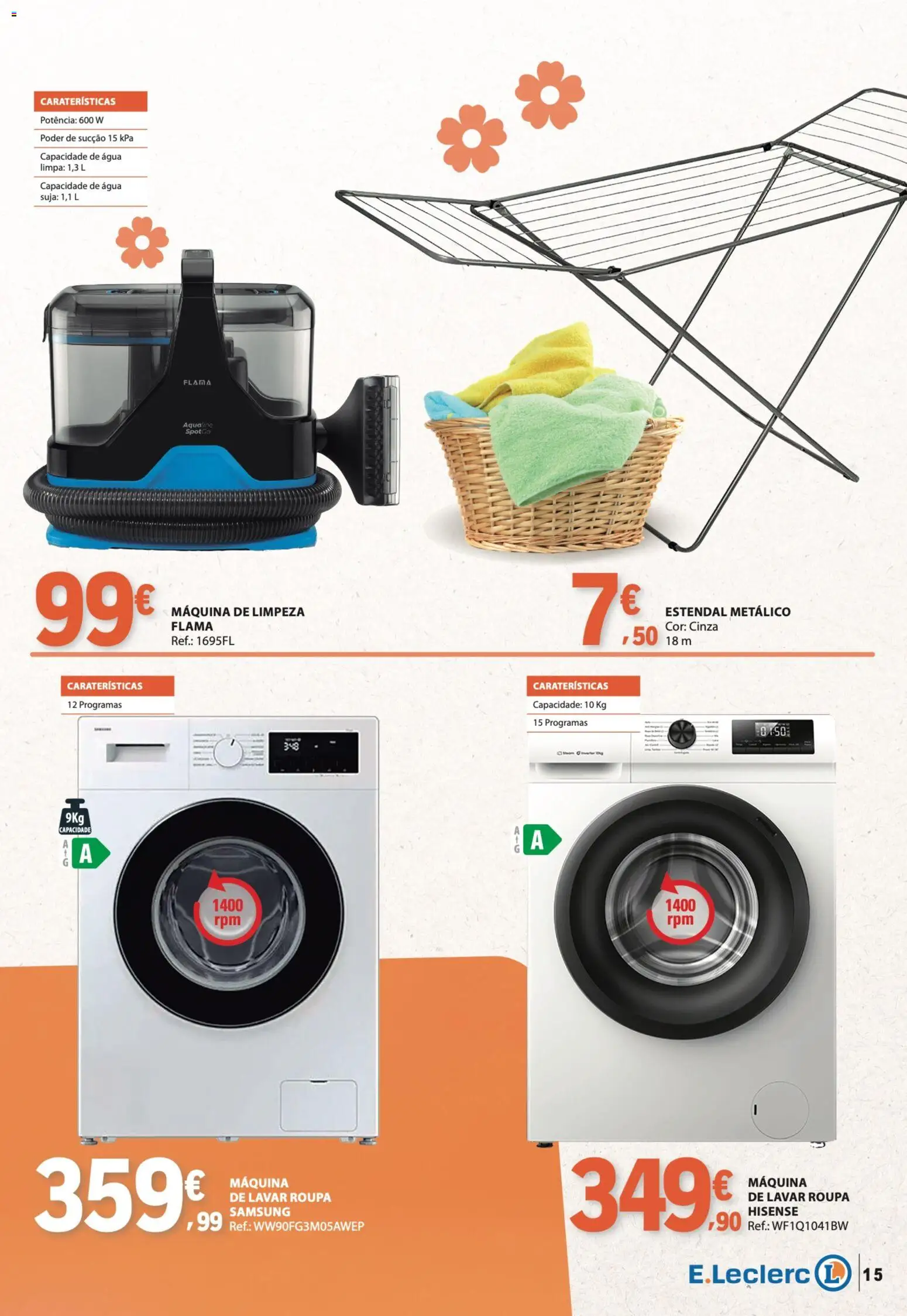 E.Leclerc folheto Feira Animal e Casa │ válido de 29/09/2026 | Página: 15 | Produtos: Agua, Máquina de lavar, Máquina de lavar roupa