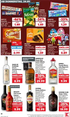 Náhled letáku Kaufland Německo leták od 24.09.2026 | Strana: 38 | Produkty: Whisky, Ouzo, Havana, Tequila