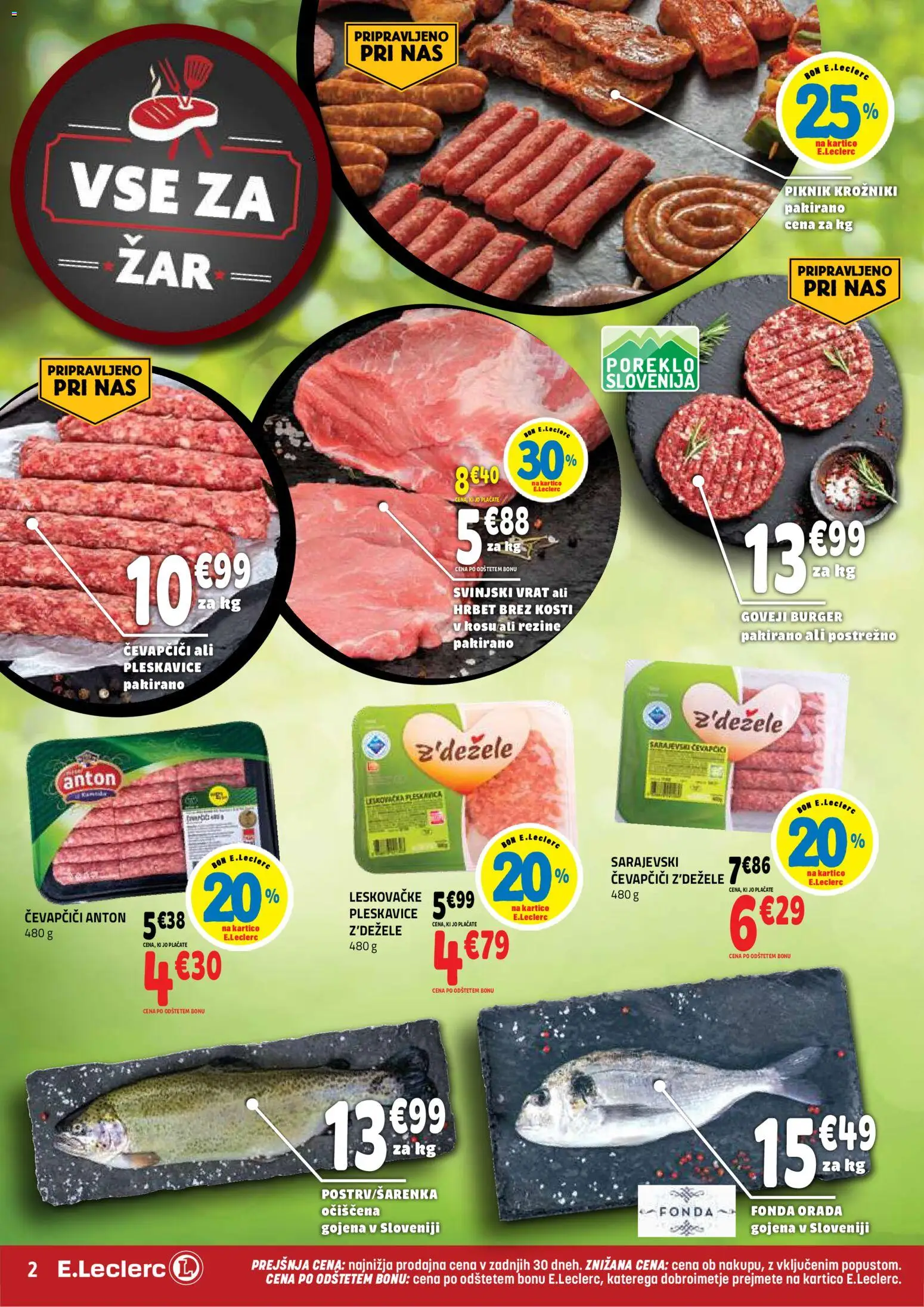 Novi E.leclerc katalog ponudbe – veljaven od 08.07.2026 | Stran: 2 | Izdelki: Čevapčiči, Pleskavice, Orada