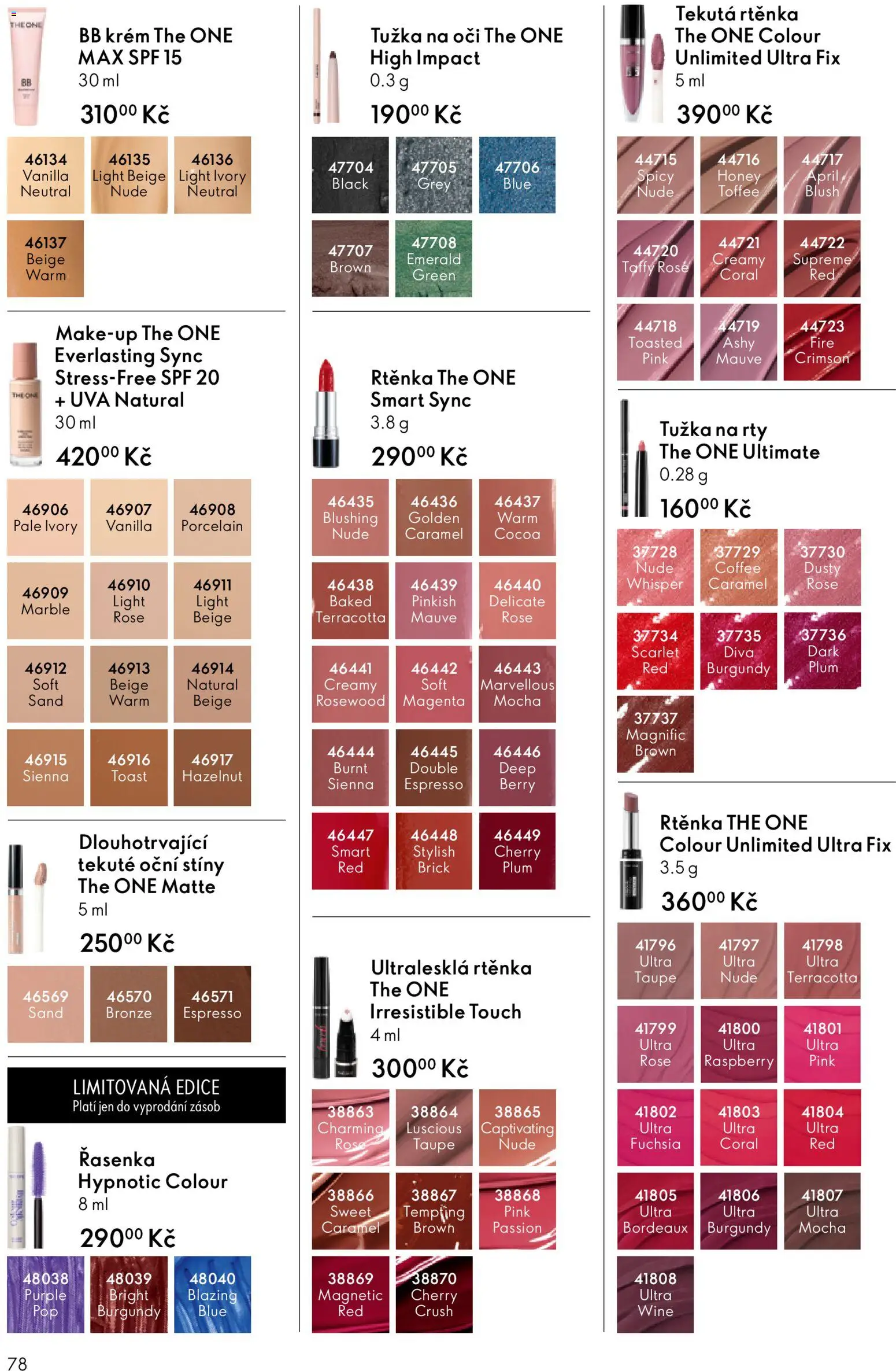 Oriflame katalog č. 08/2026 od 27.05.2026 | Strana: 78 | Produkty: Tužka, Řasenka, Oční stíny, Rtěnka