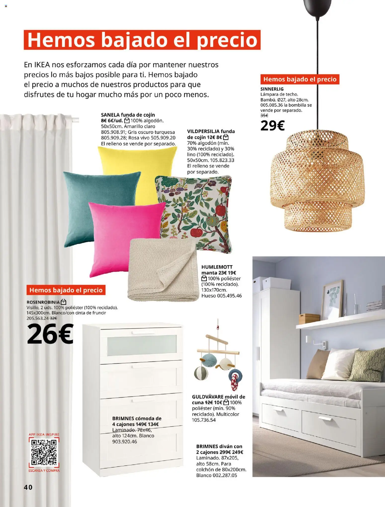 Catálogo IKEA Dormitorios │ válido desde el 01/02/2026 | Página: 40 | Productos: Bombilla, Funda de cojín, Cojín, Cuna